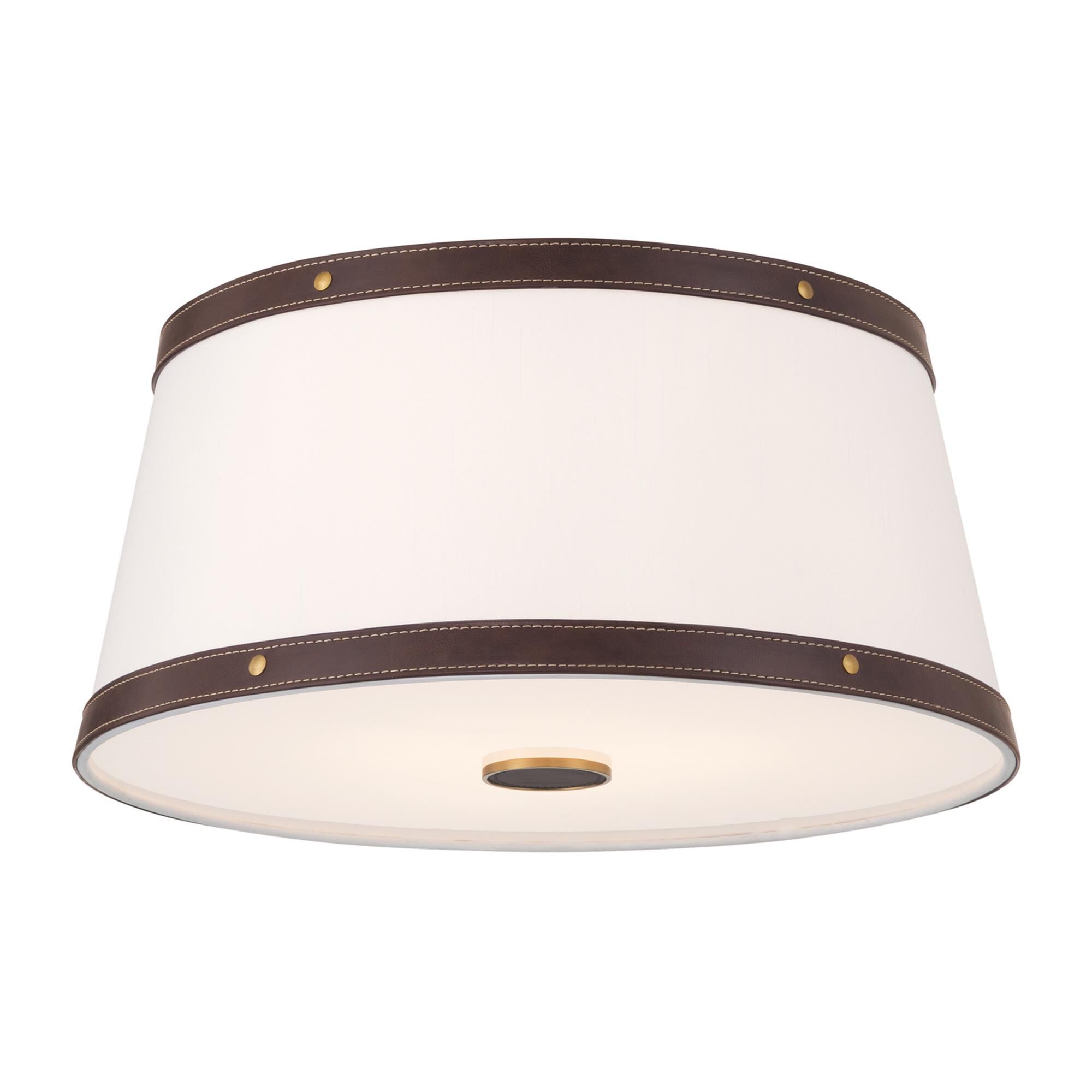 Shown in Luxe Gold finish and Fabric glass and Fabric shade