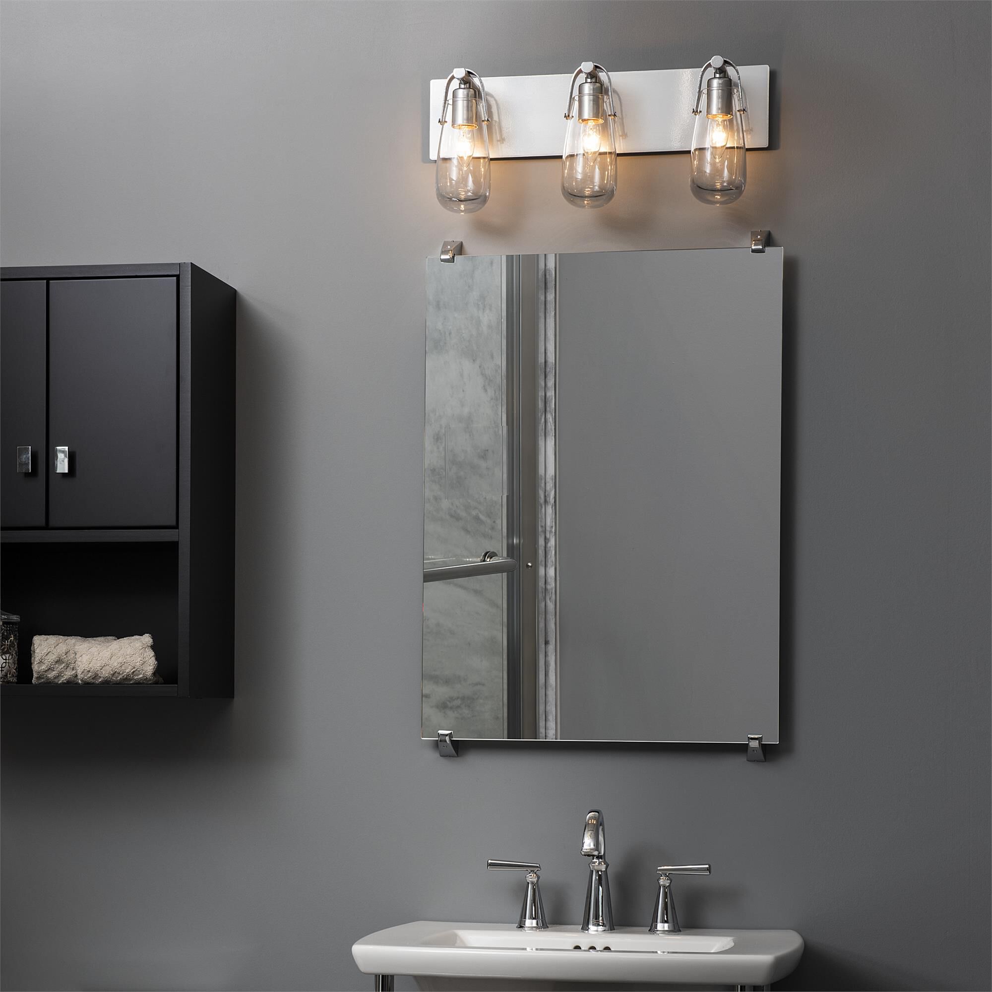 Shown in Sterling finish and Clear glass