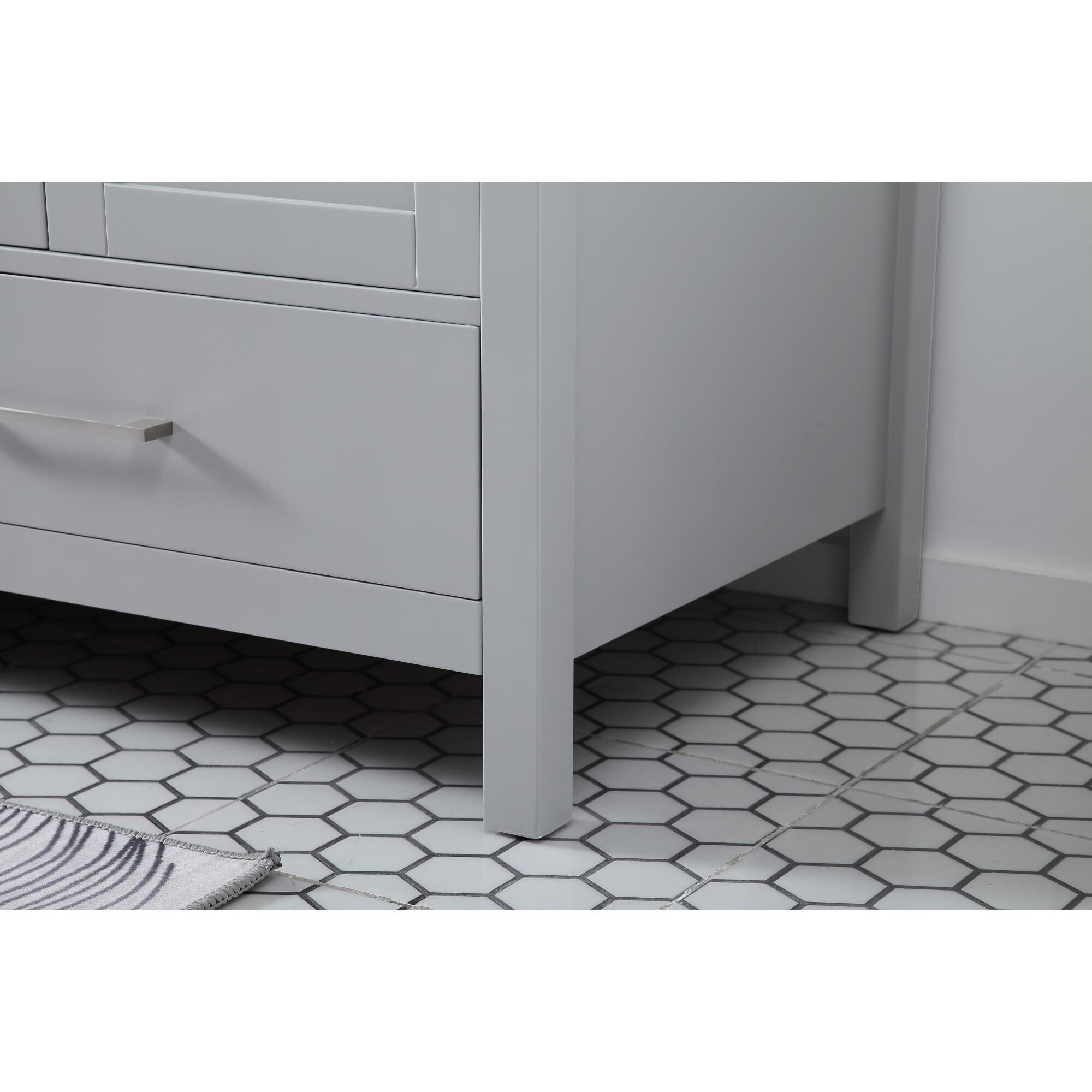 Shown in Gray And Brushed Nickel With Carrara White Marble finish