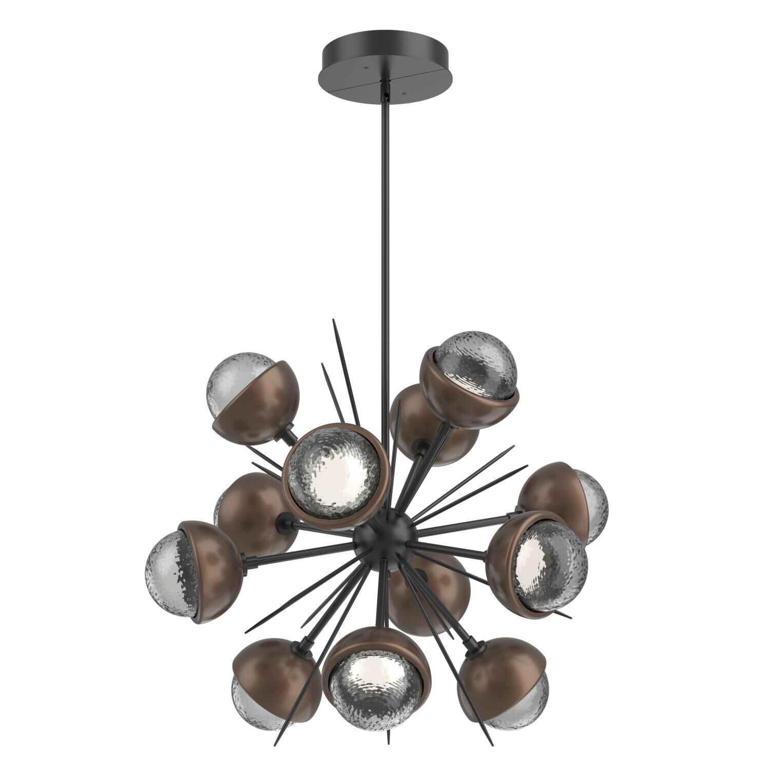 Shown in Matte Black finish and Smoke glass and Burnished Bronze accent