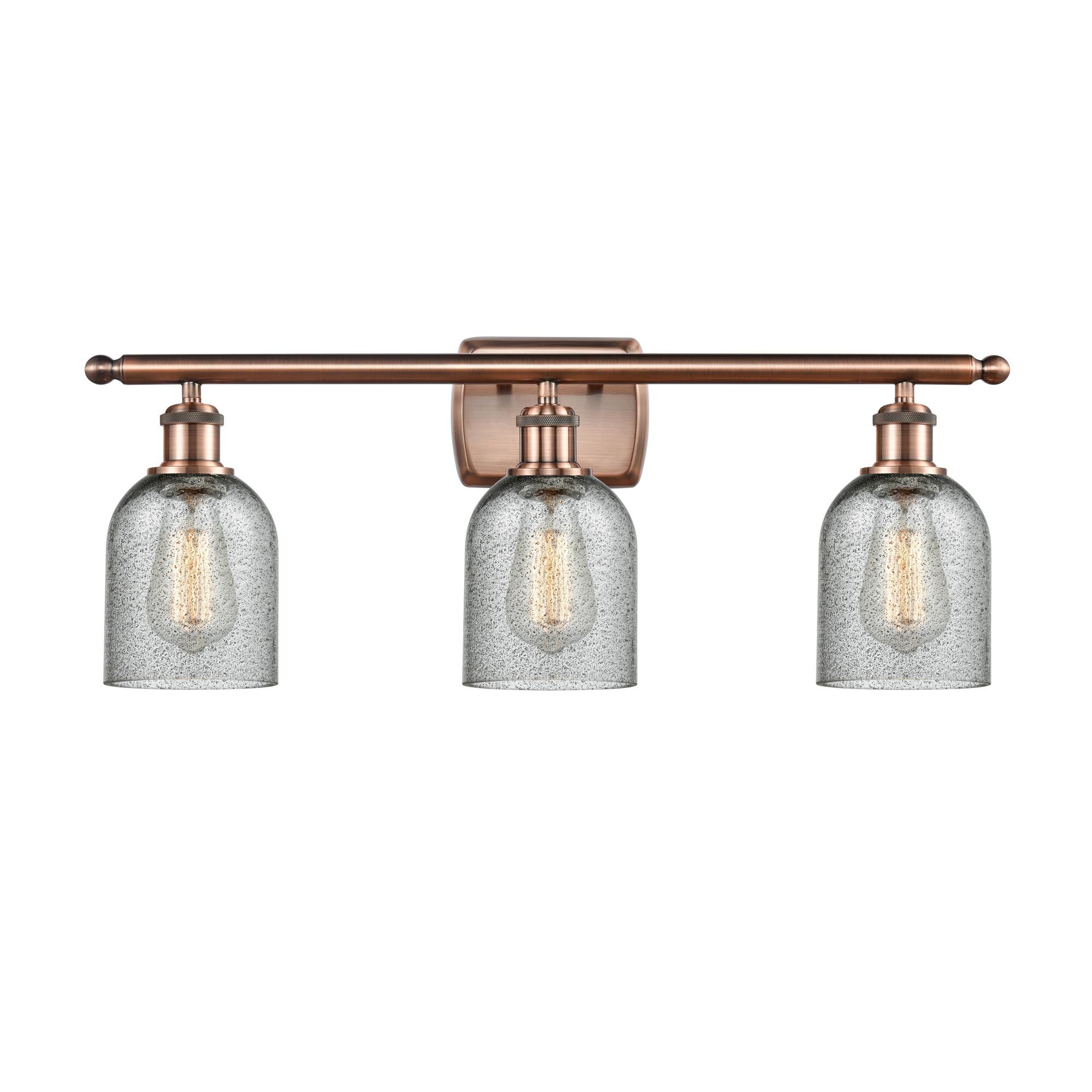 Shown in Antique Copper finish and Bell glass and Glass shade