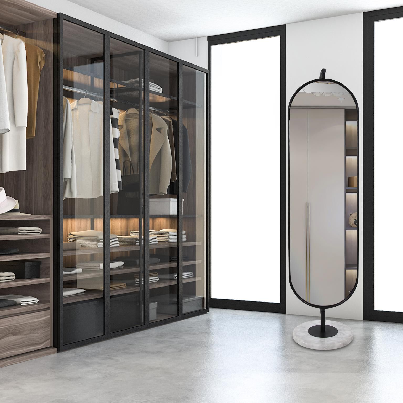 Sardiff Spinning Dressing Station Floor Standing Mirror by Howard Elliott Collection