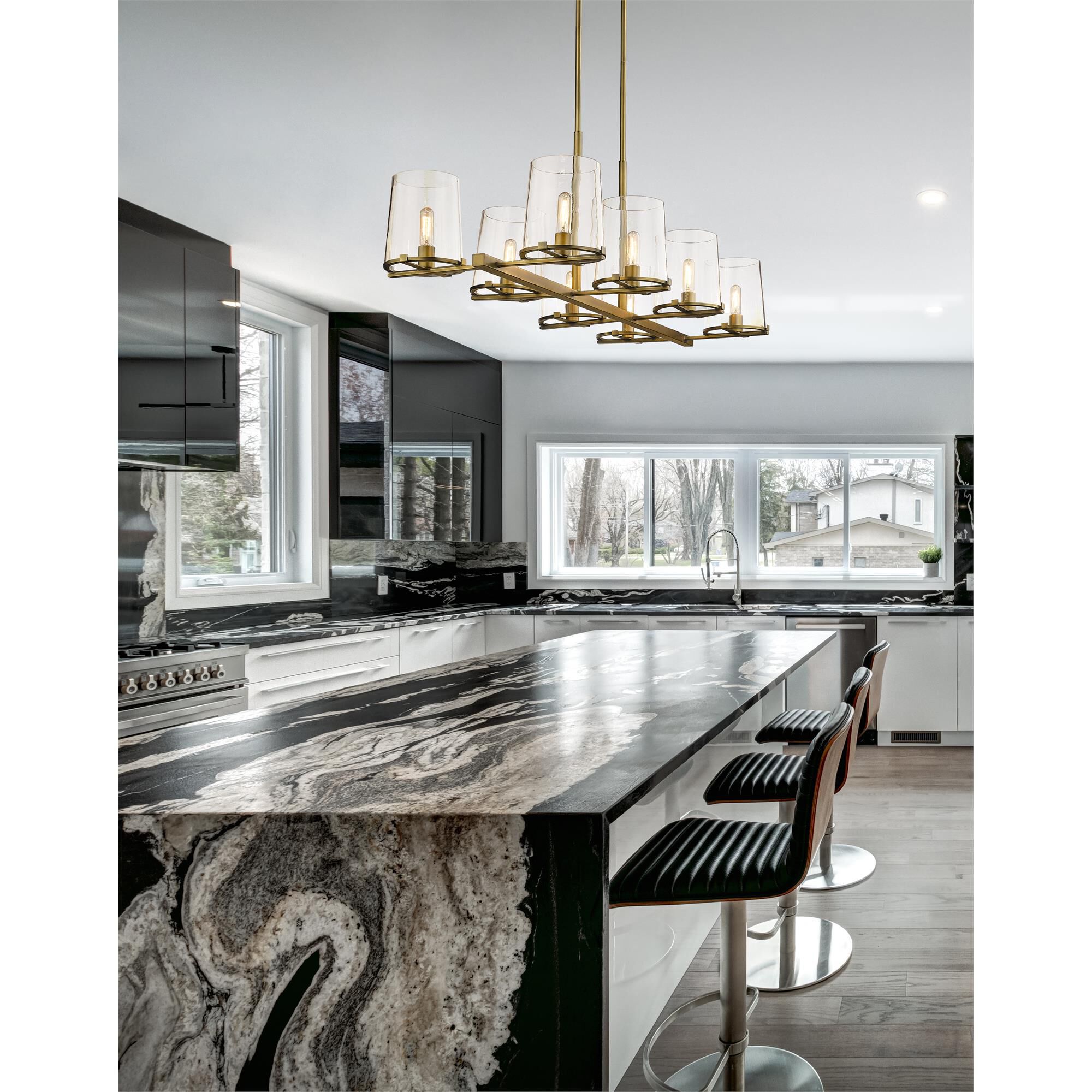 Shown in Rubbed Brass finish and Clear glass and No Shade shade
