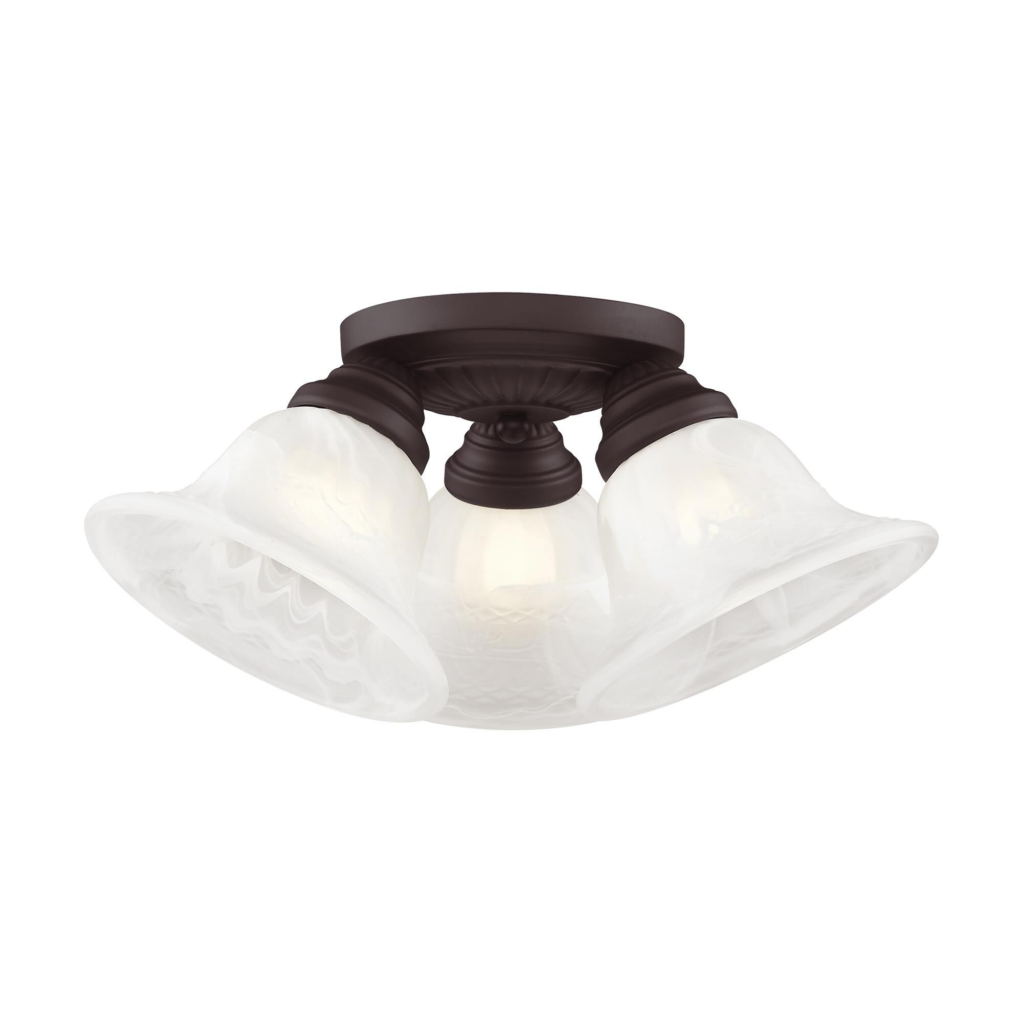 Shown in Bronze finish and White Alabaster glass