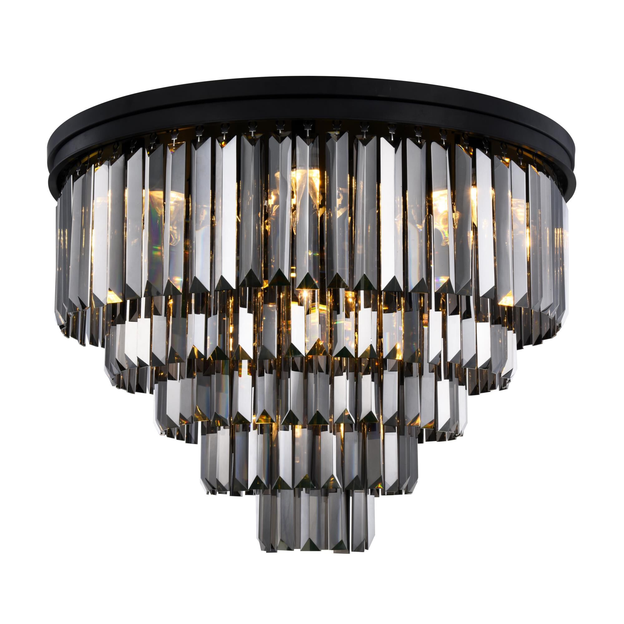 Shown in Matte Black finish and Royal Cut crystal and Silver Shade (Grey) accent