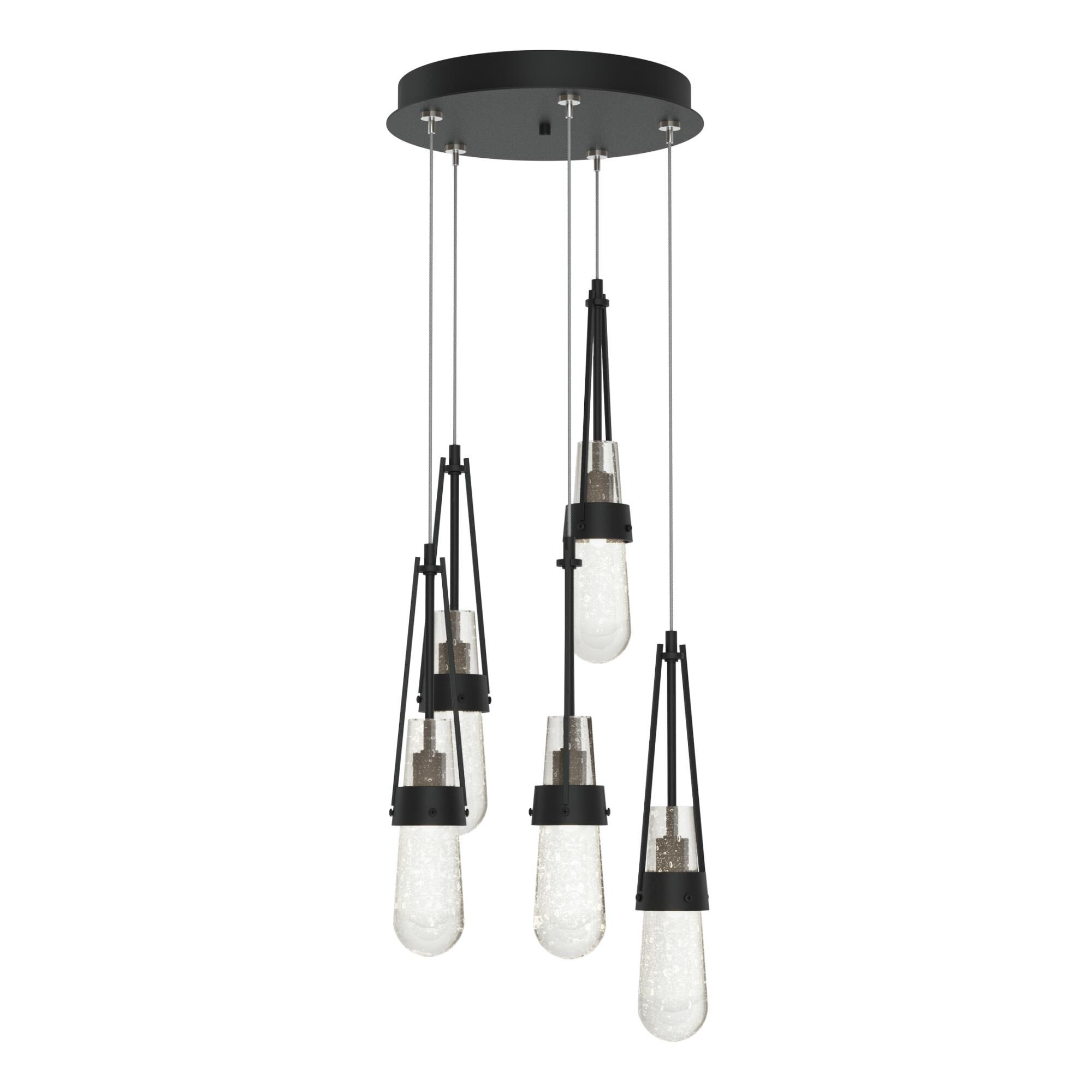 Shown in Black finish and Clear Bubble glass and Clear Bubble Glass shade