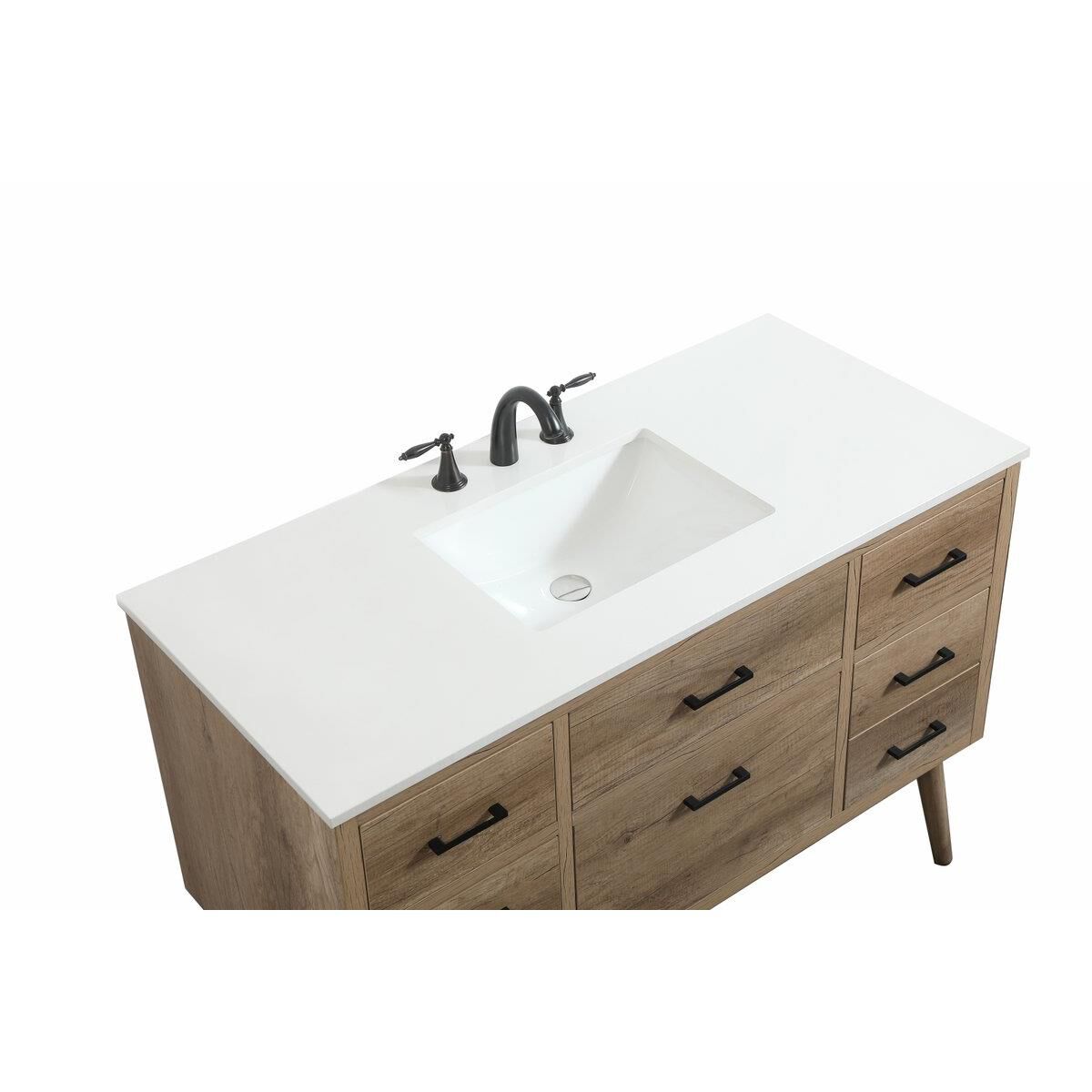 Shown in Natural Oak finish and Without Backsplash accent