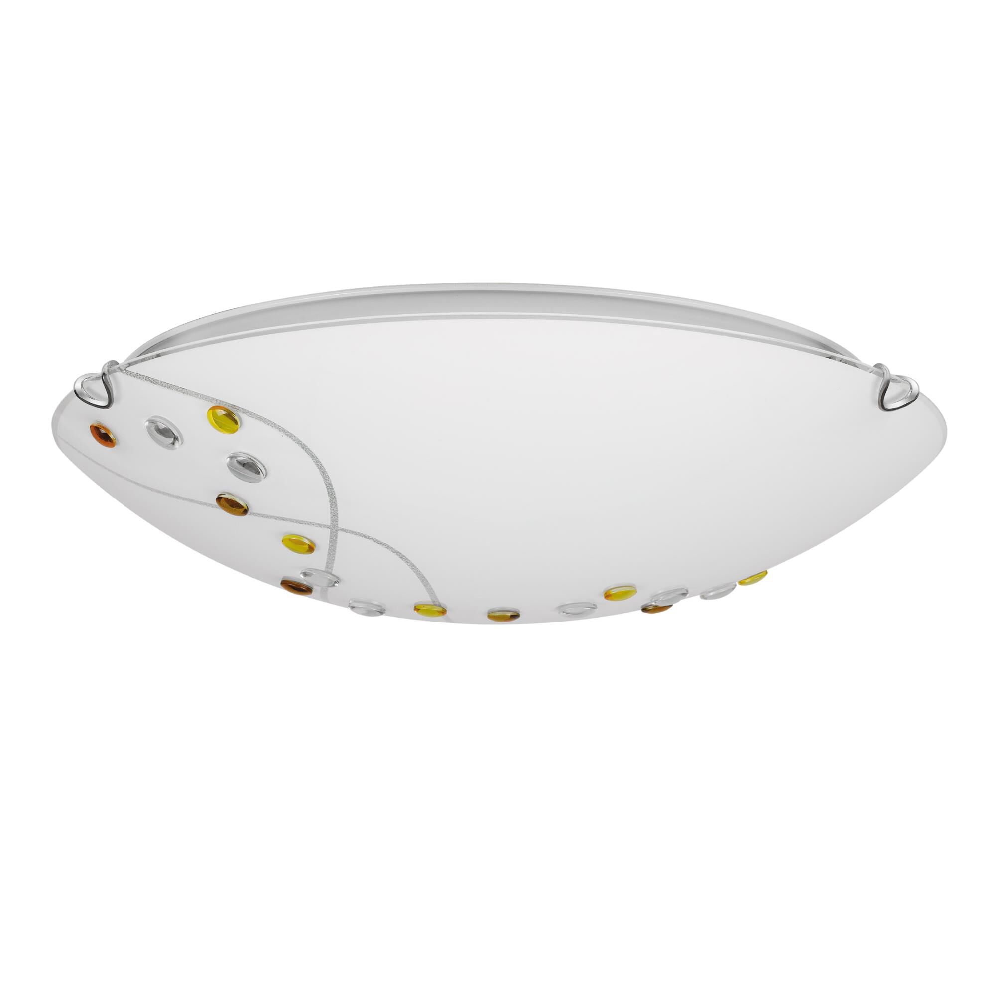 Shown in Polished Chrome finish and Clear With Silk Screen Inside glass