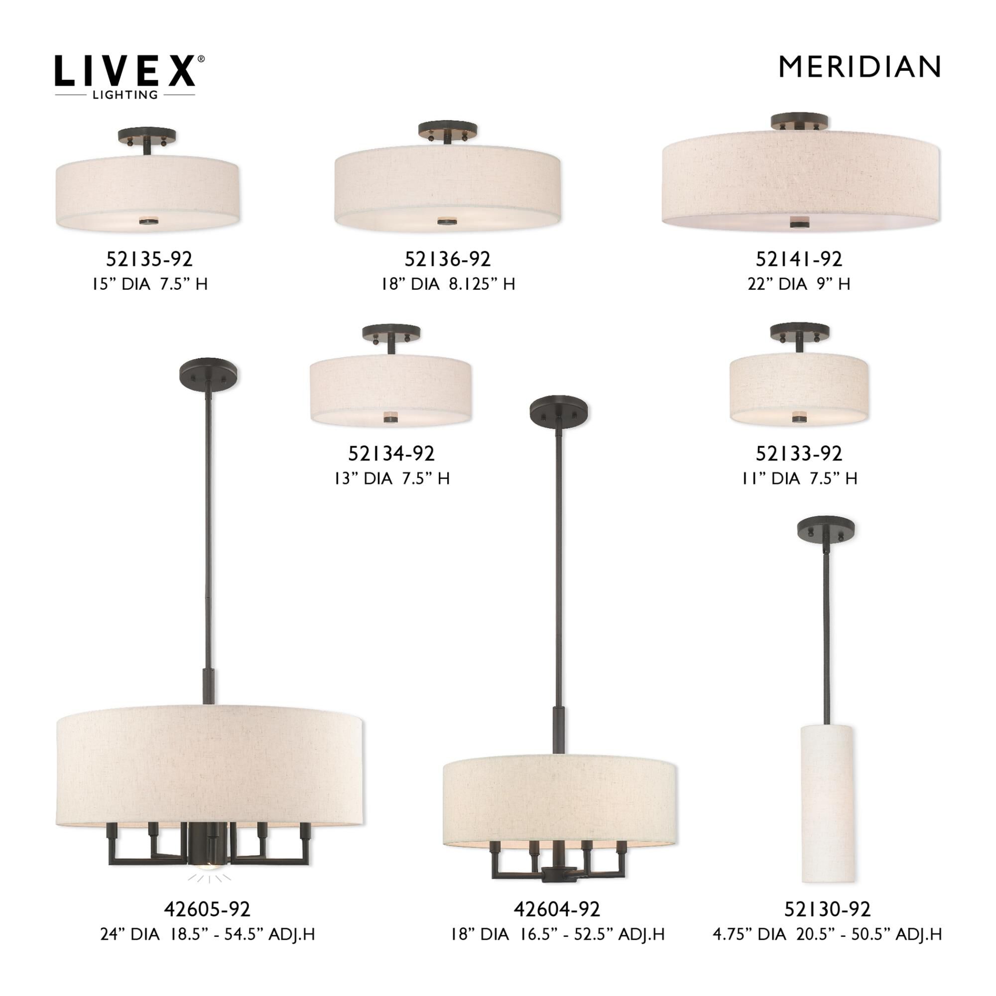 Monroe 22 Inch Semi Flush Mount by Livex Lighting