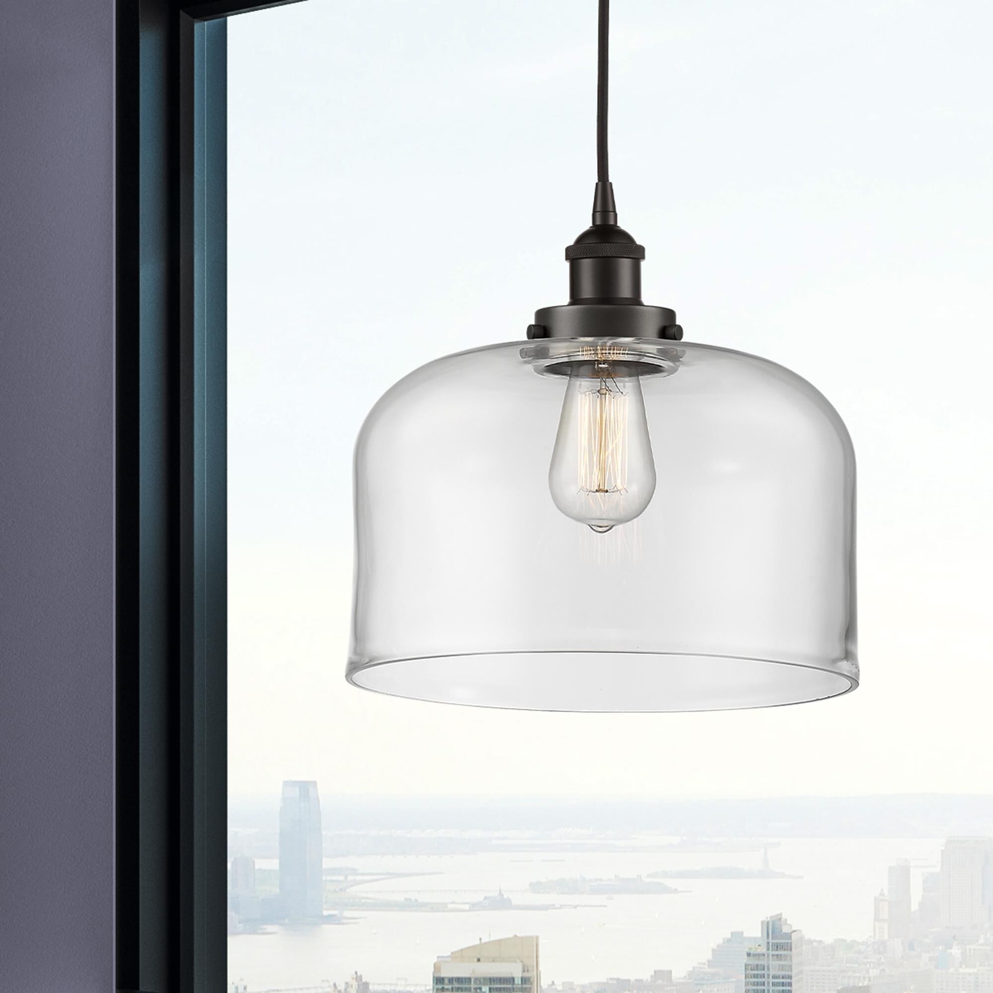 Shown in Oil Rubbed Bronze finish and Clear X-Large Bell glass