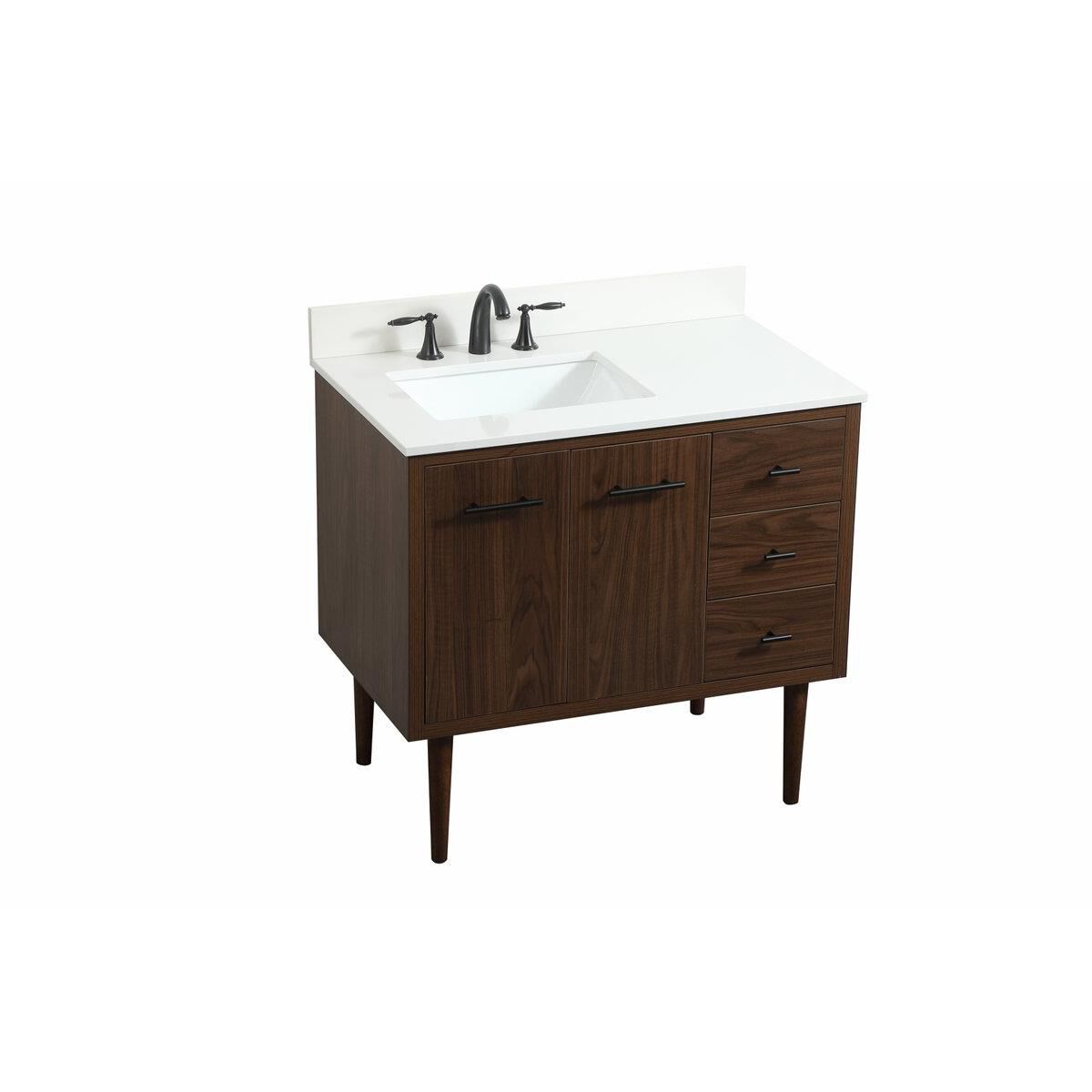 Shown in Walnut finish and Backsplash accent