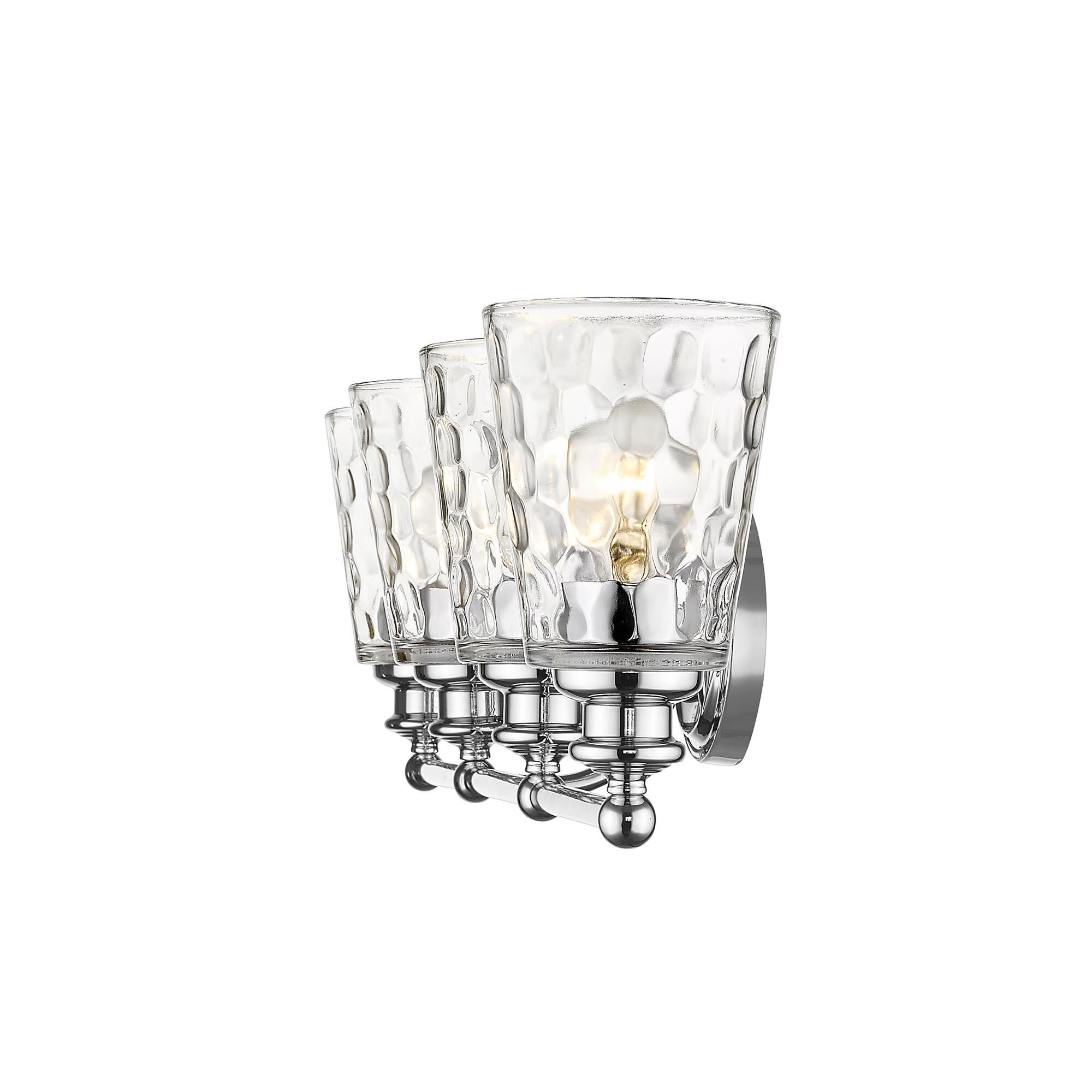 Shown in Chrome finish and Clear glass and Clear, Optic Cone Shaped Glass shade