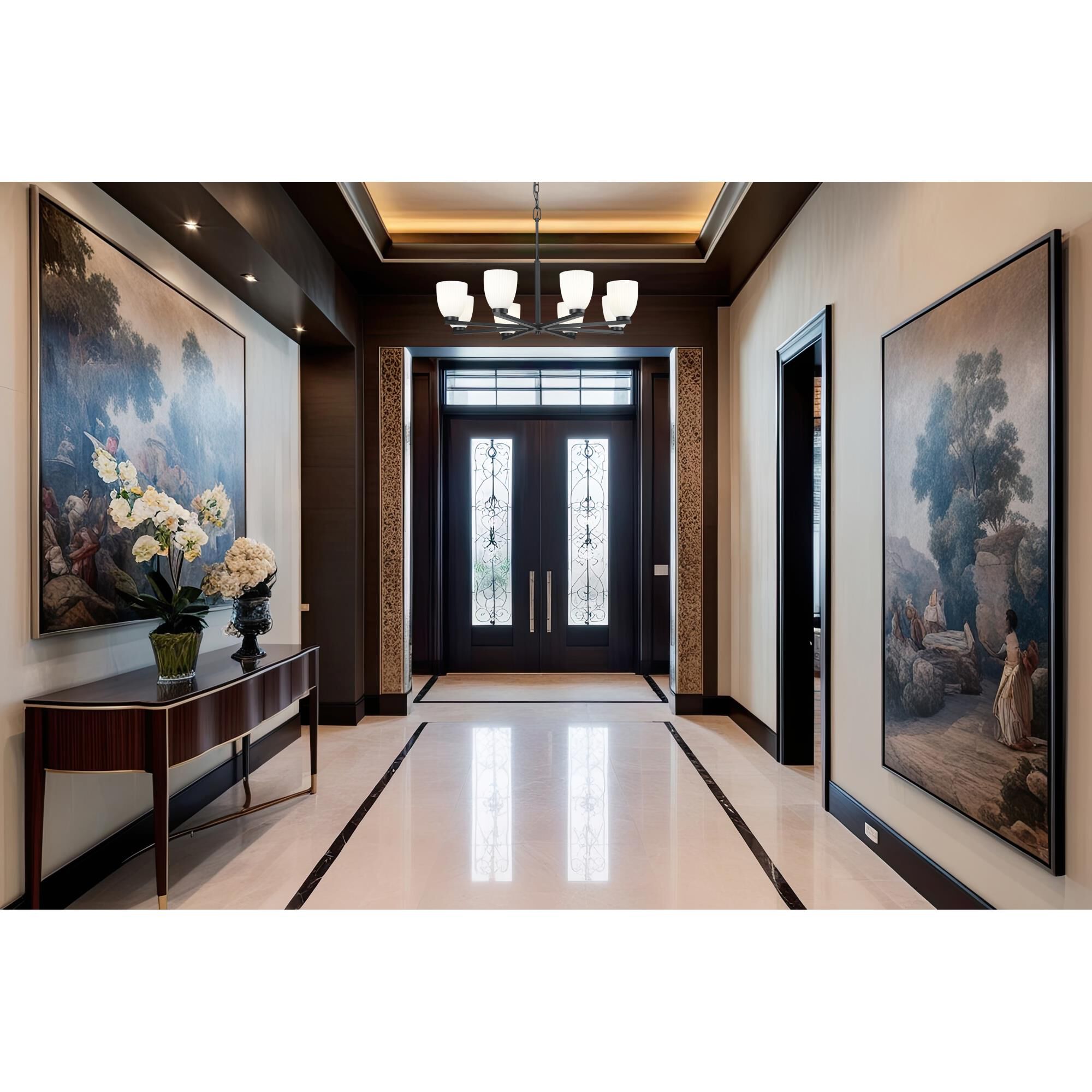 Shown in Matte Black finish and Matte Opal glass and Matte Opal shade