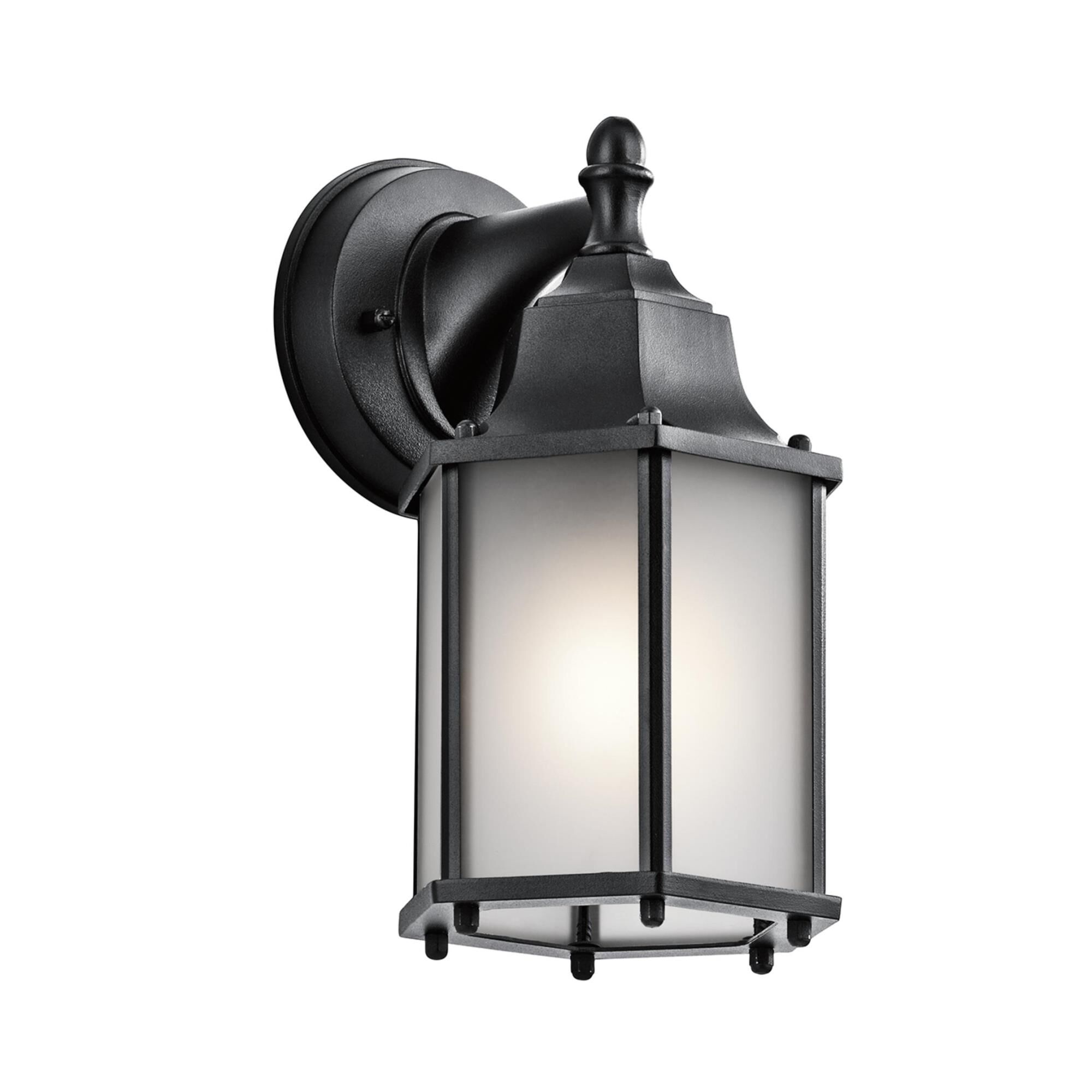 Shown in Black finish and Satin Etched glass