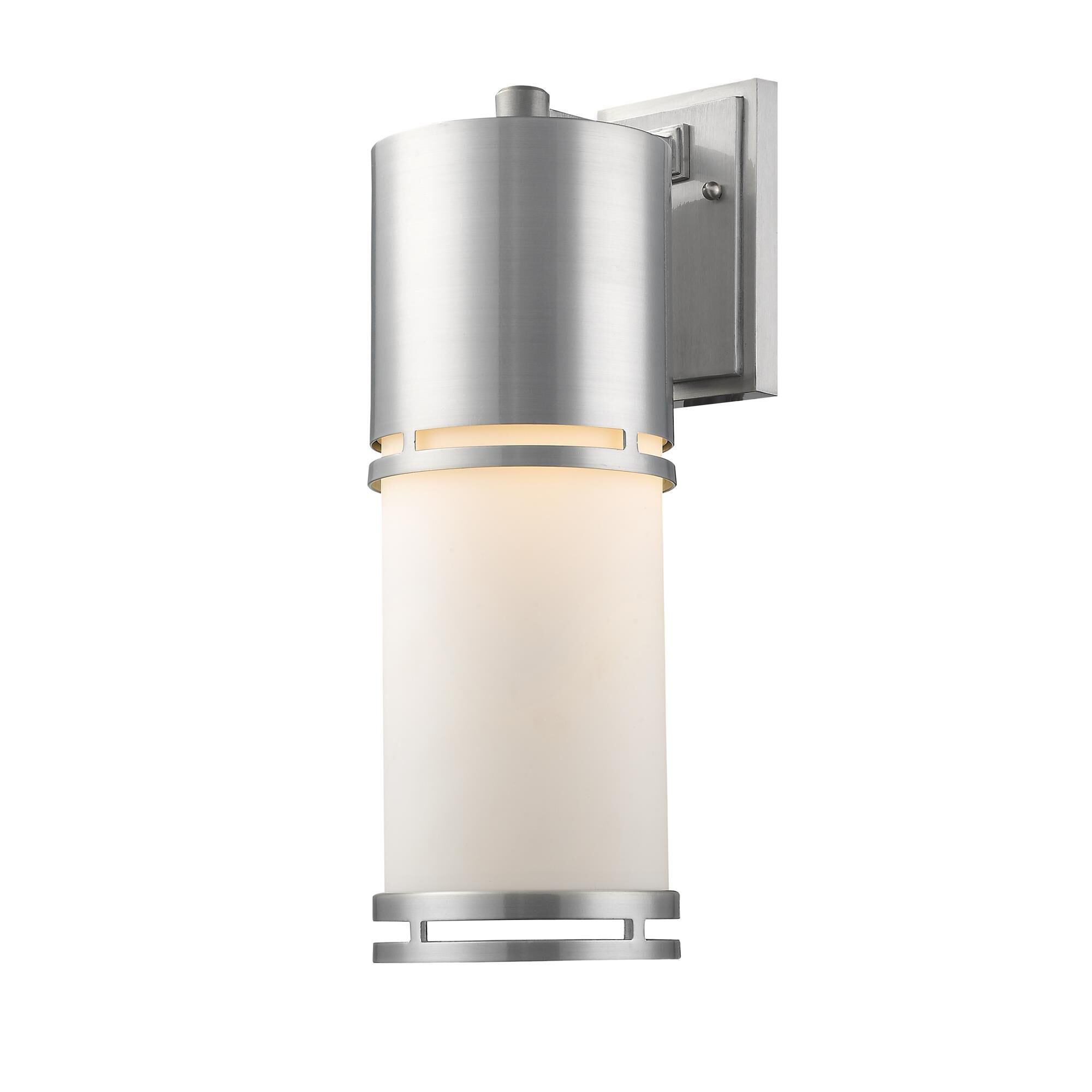 Shown in Brushed Aluminum finish and Glass shade