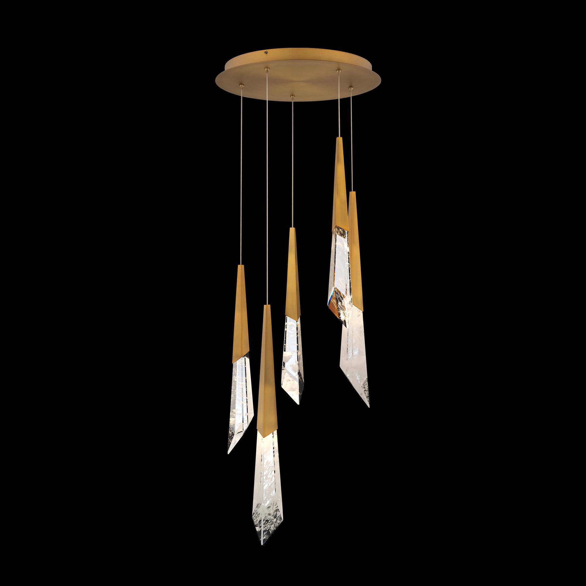 Shown in Aged Brass finish and Optic Haze Quartz Crystal crystal