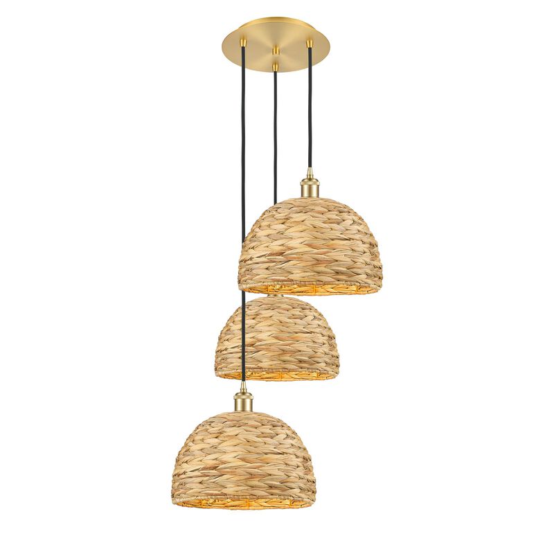 Bruno Marashlian Woven Rattan 19 Inch Multi Light Pendant by Innovations Lighting