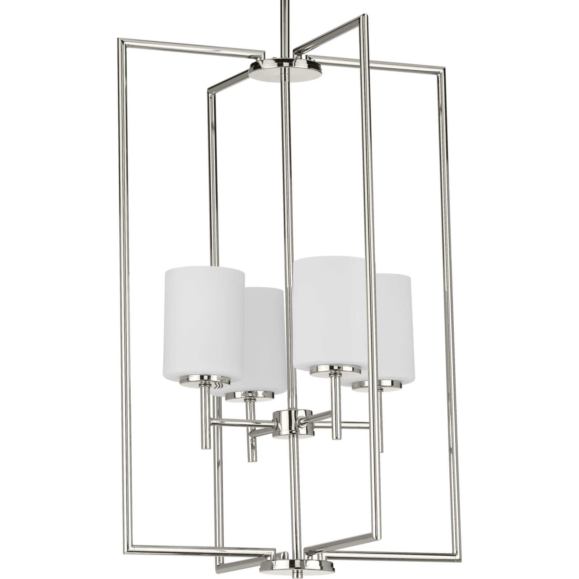 Shown in Polished Nickel finish and Etched White glass