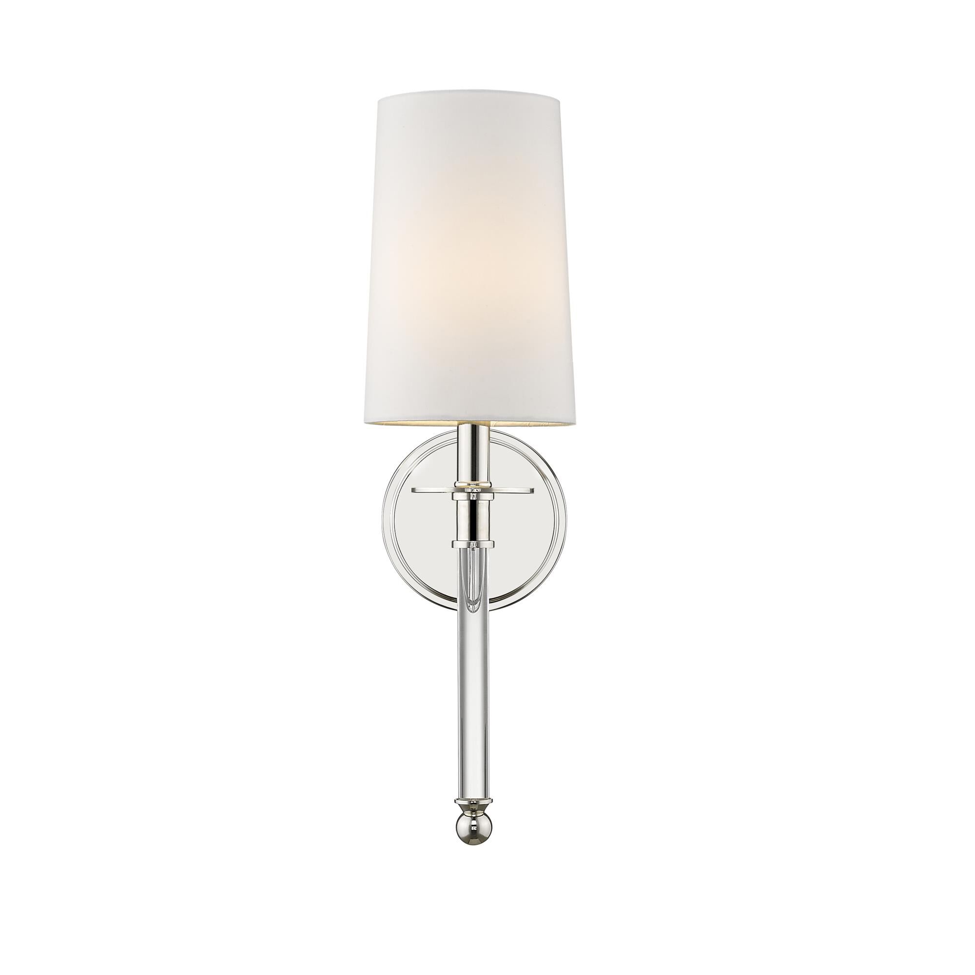 Shown in Polished Nickel finish and Fabric glass and Fabric shade