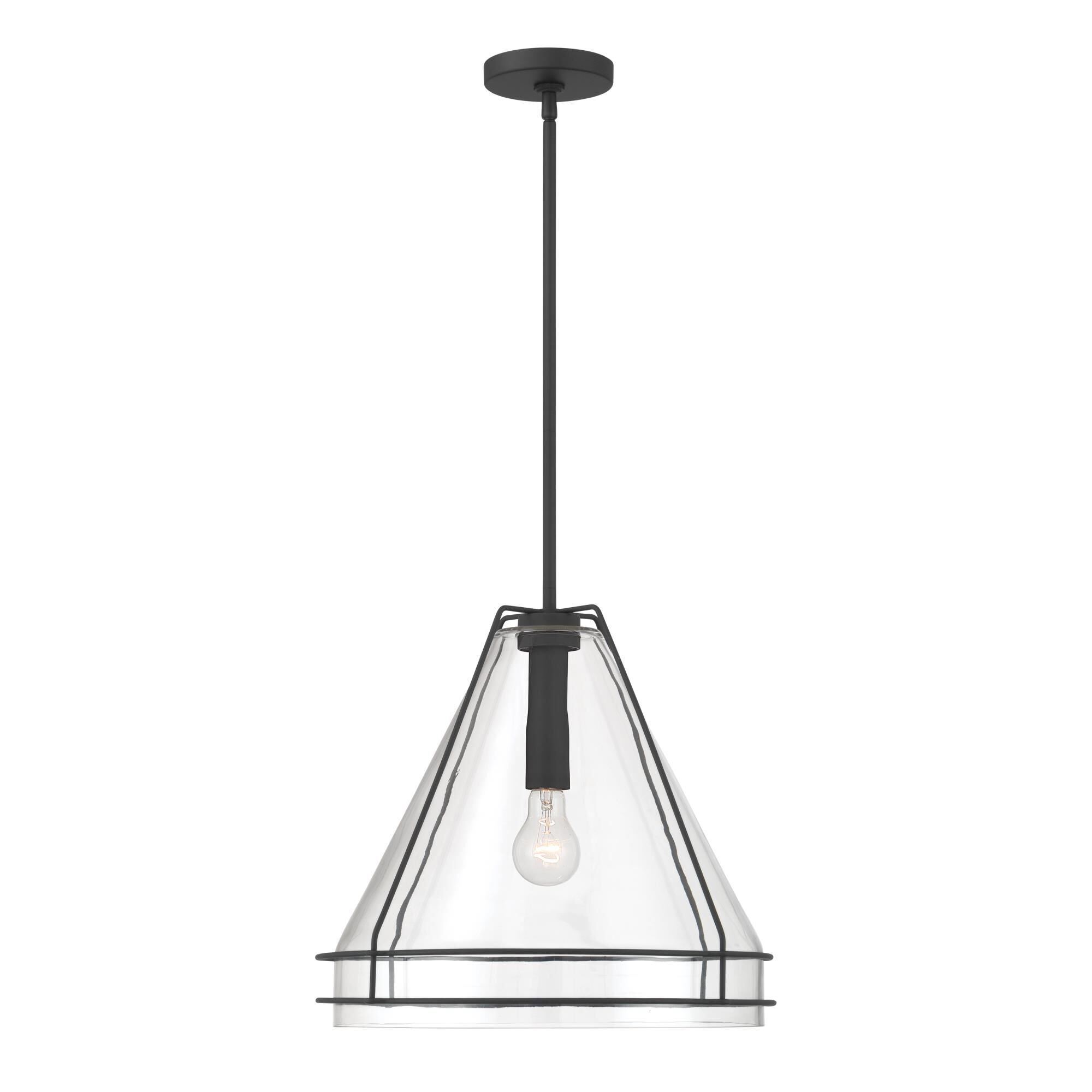 Shown in Dark Matte Black finish and Clear glass