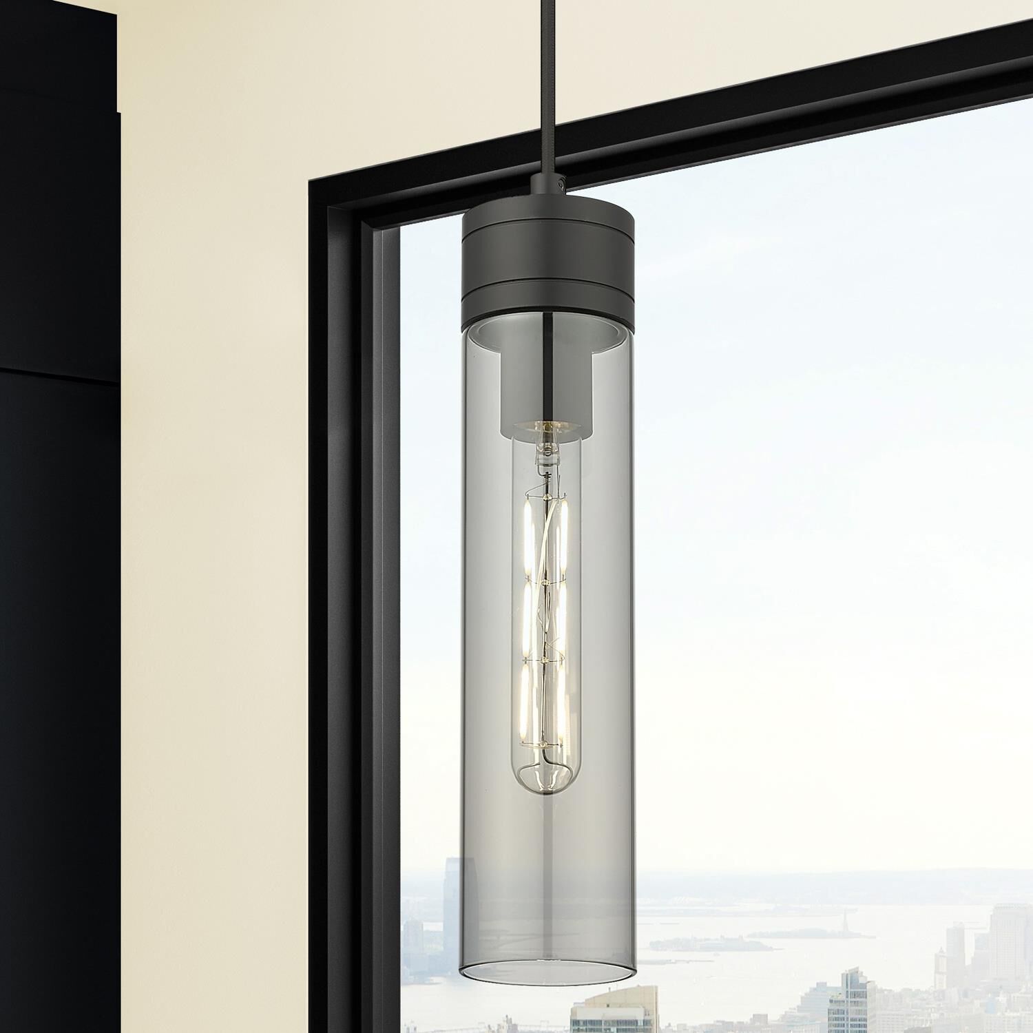 Shown in Matte Black finish and Light Smoke glass