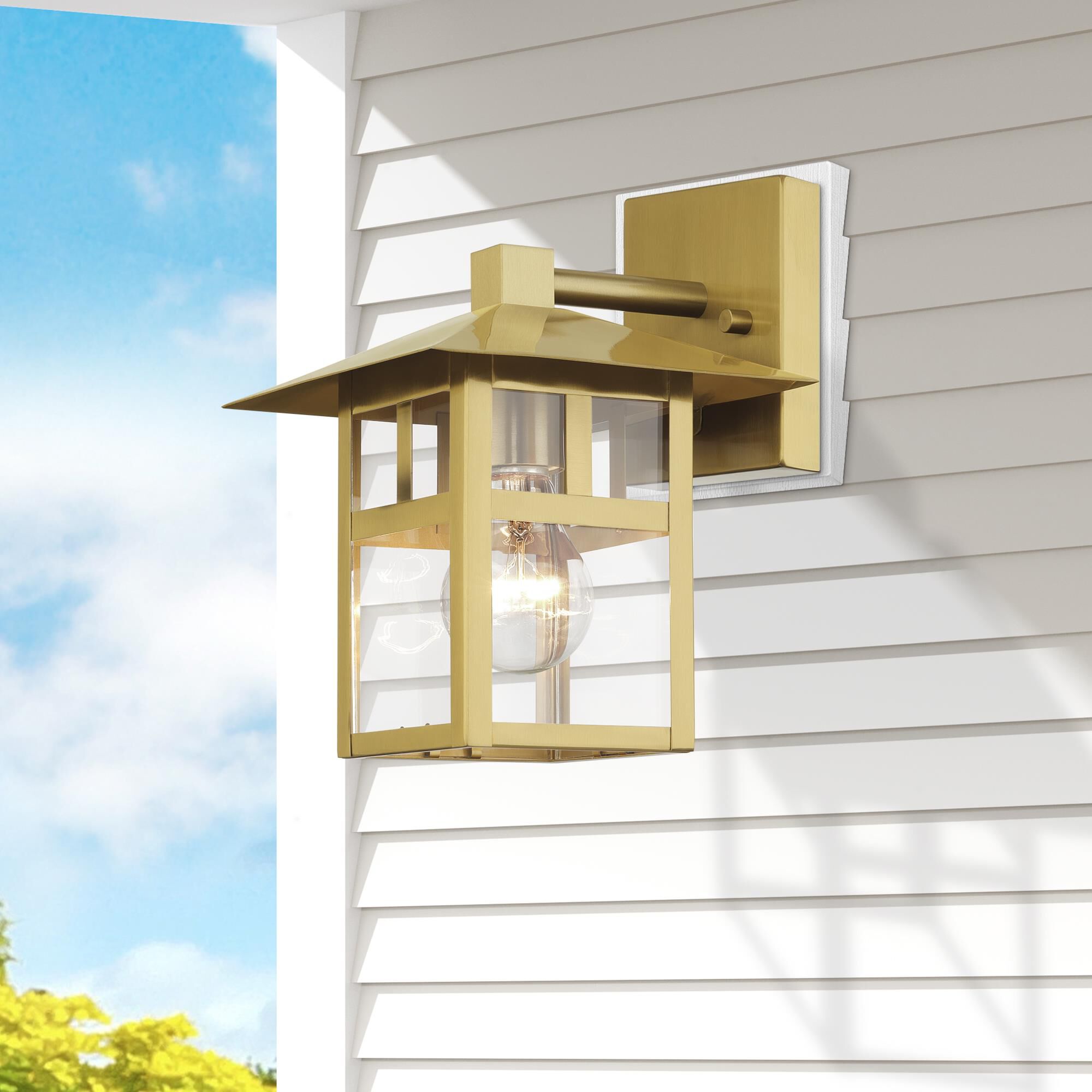 Shown in Satin Gold finish and Clear glass