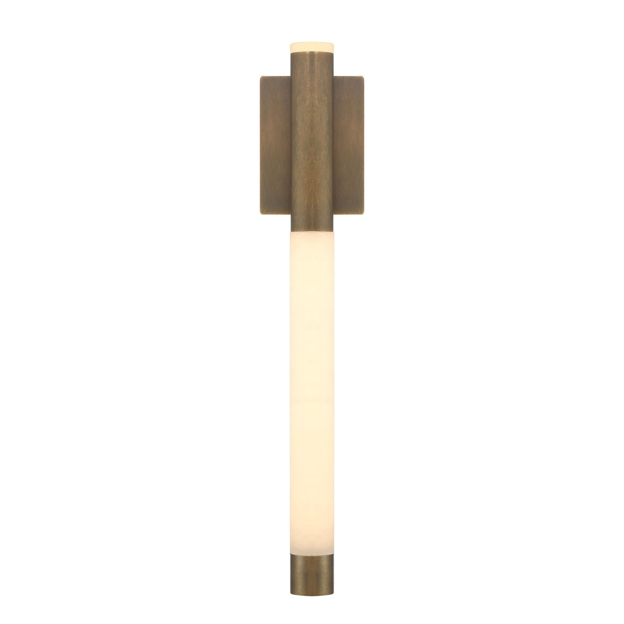 Shown in Weathered Brass finish and Alabaster glass