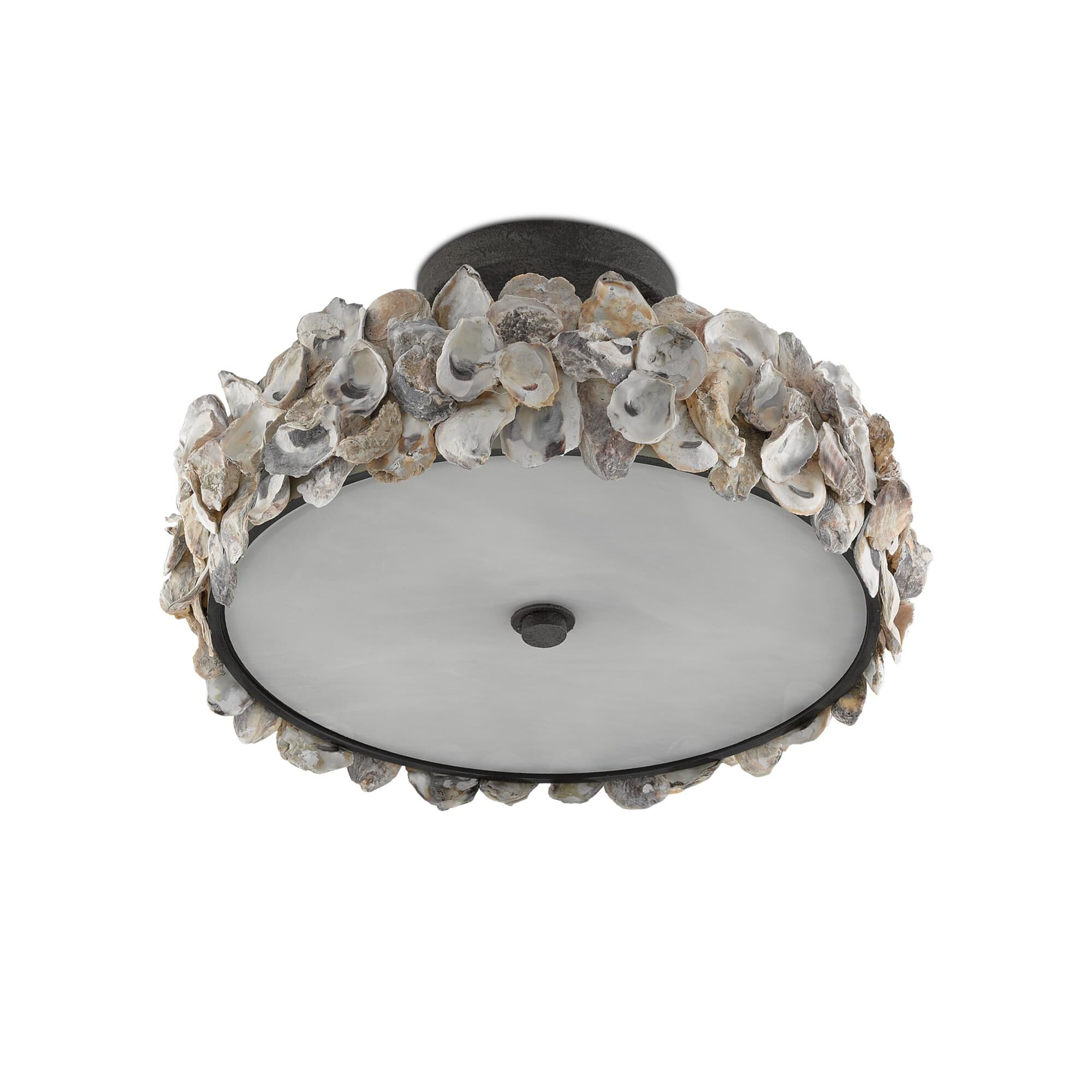 Oyster 19 Inch 3 Light Semi Flush Mount by Currey and Company