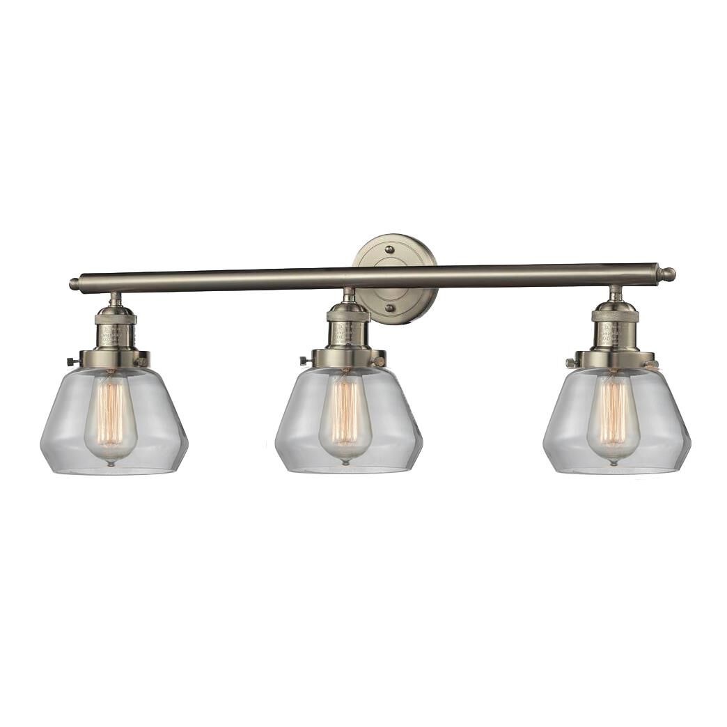 Shown in Brushed Satin Nickel finish and Clear glass