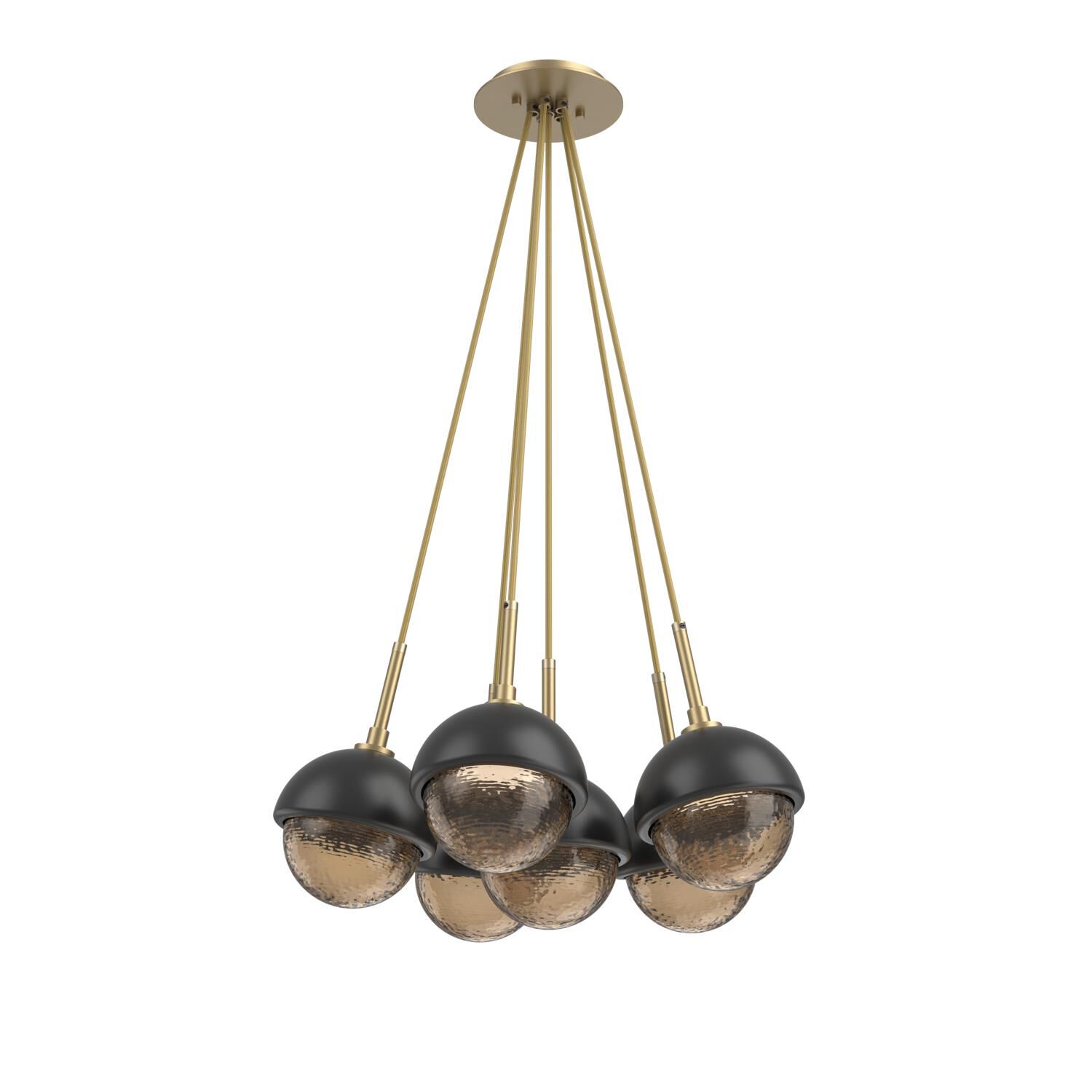 Shown in Gilded Brass finish and Bronze glass and Matte Black accent