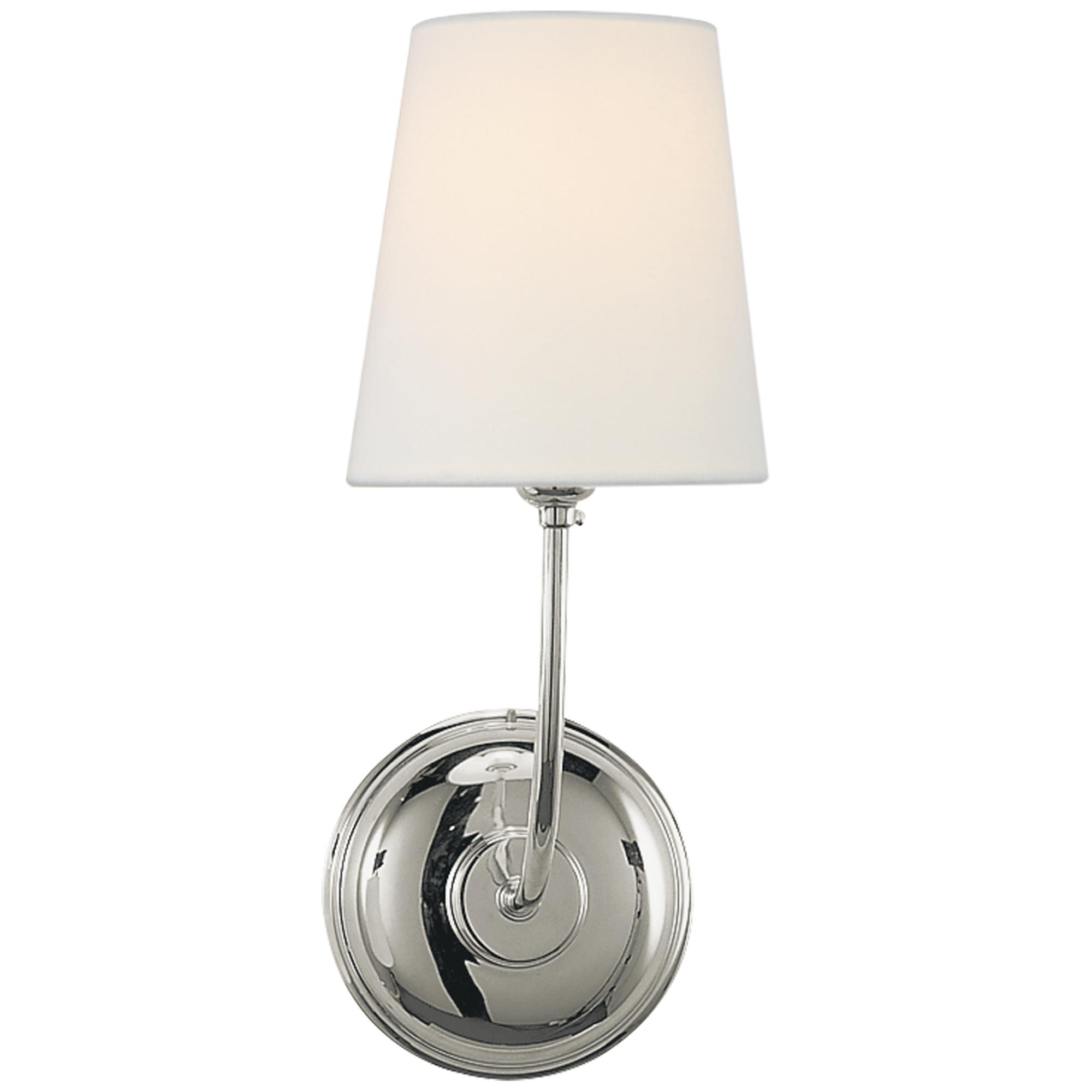 Shown in Polished Nickel finish and Linen shade
