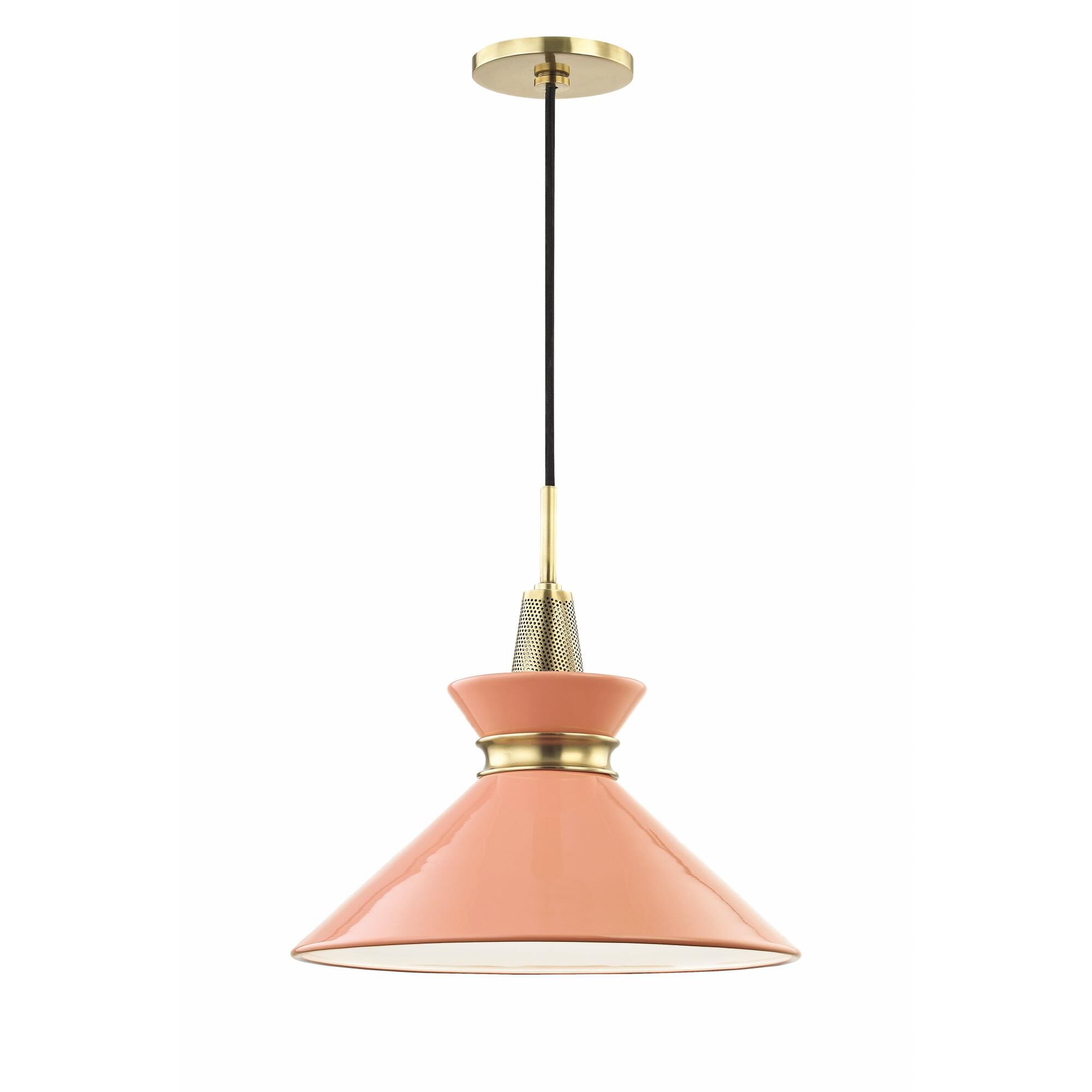 Shown in Aged Brass-Pink finish and Pink Metal shade