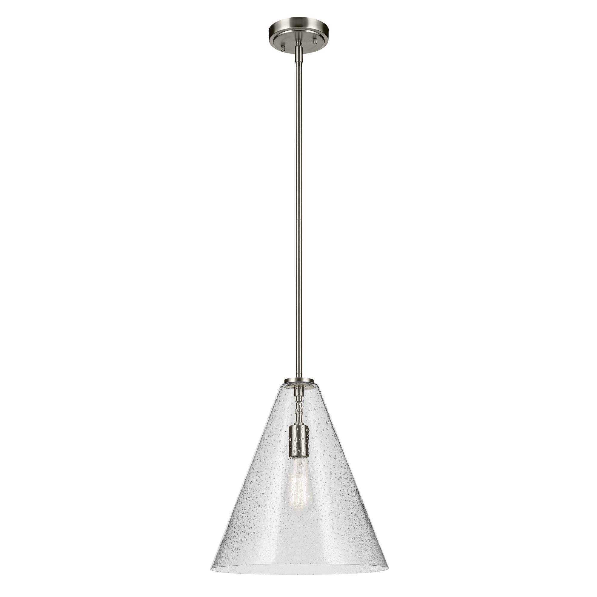 Shown in Brushed Nickel finish and Clear glass