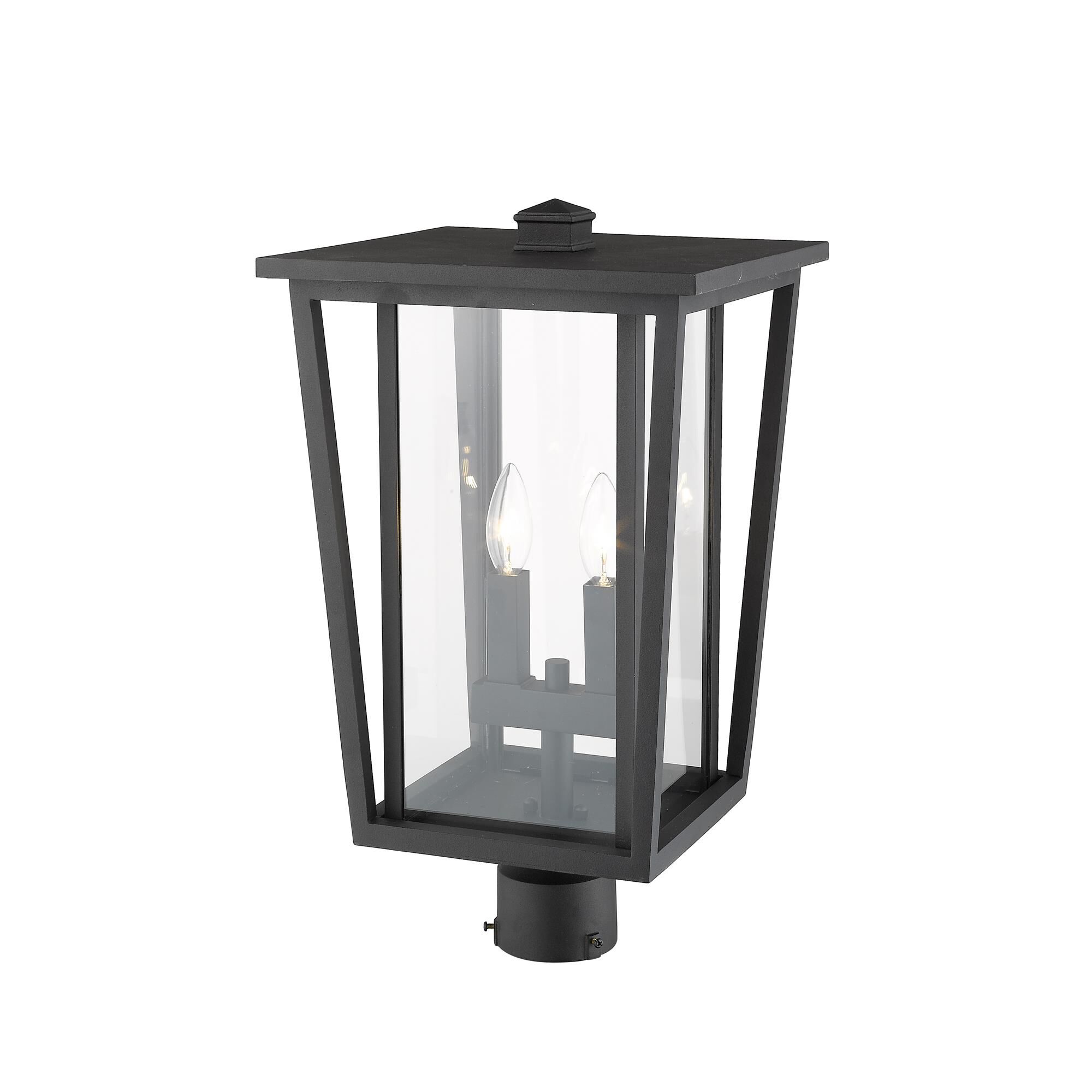 Shown in Black finish and Glass shade