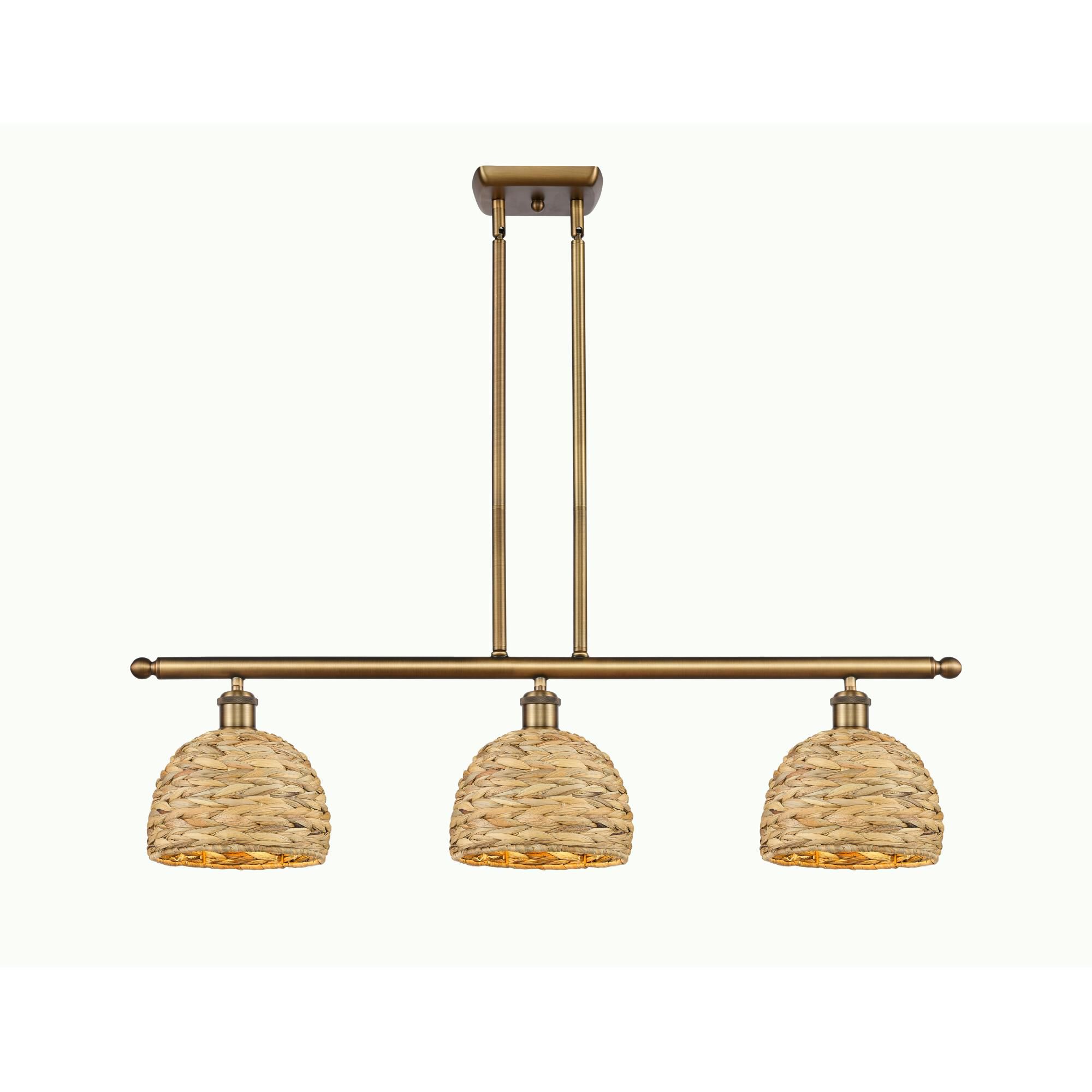 Shown in Brushed Brass finish and Natural shade