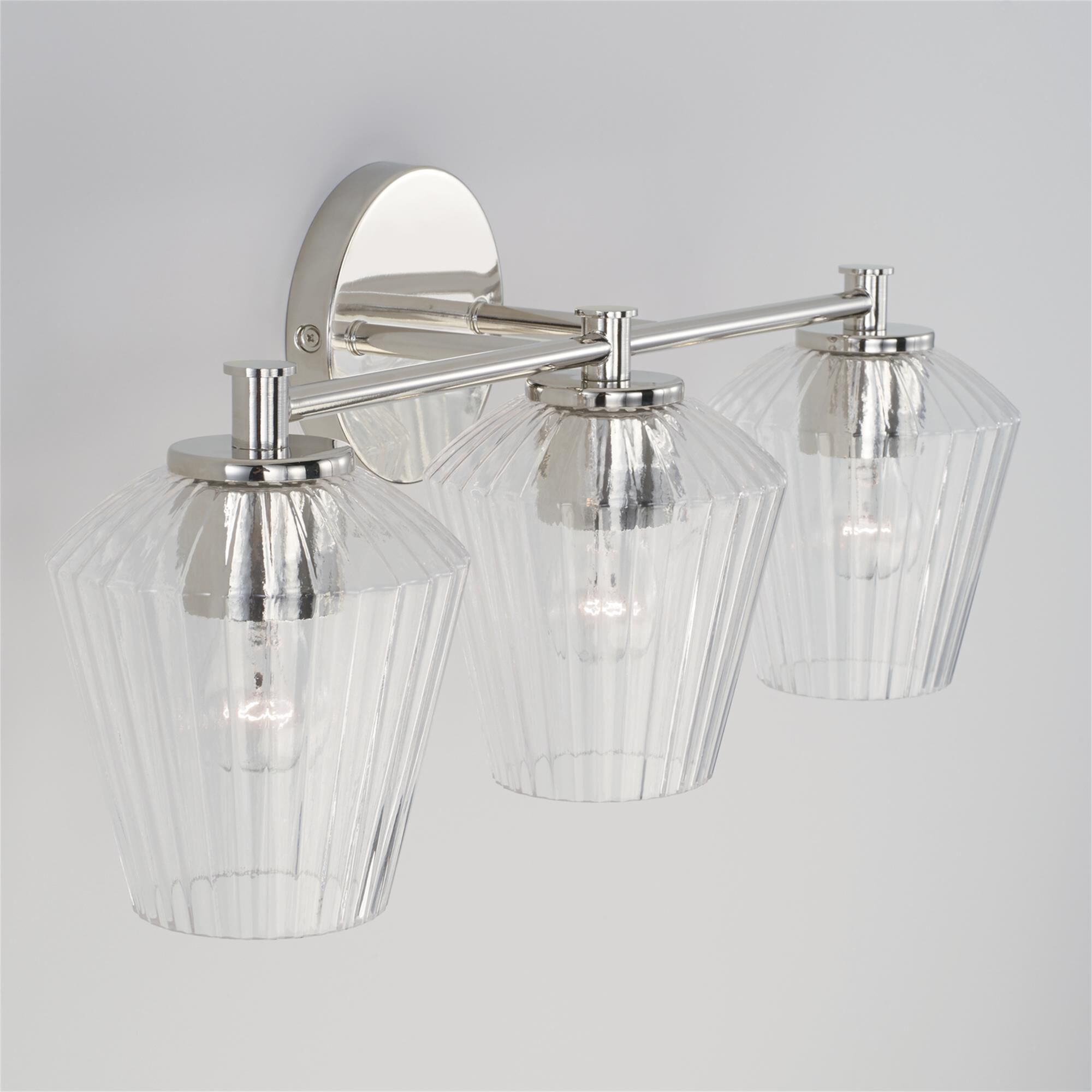 Shown in Polished Nickel finish and Clear Fluted glass