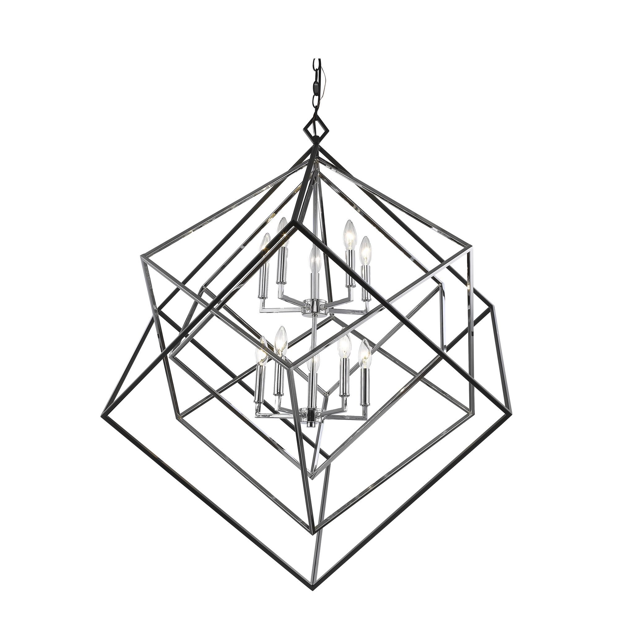 Shown in Chrome + Matte Black finish and --- glass and --- shade