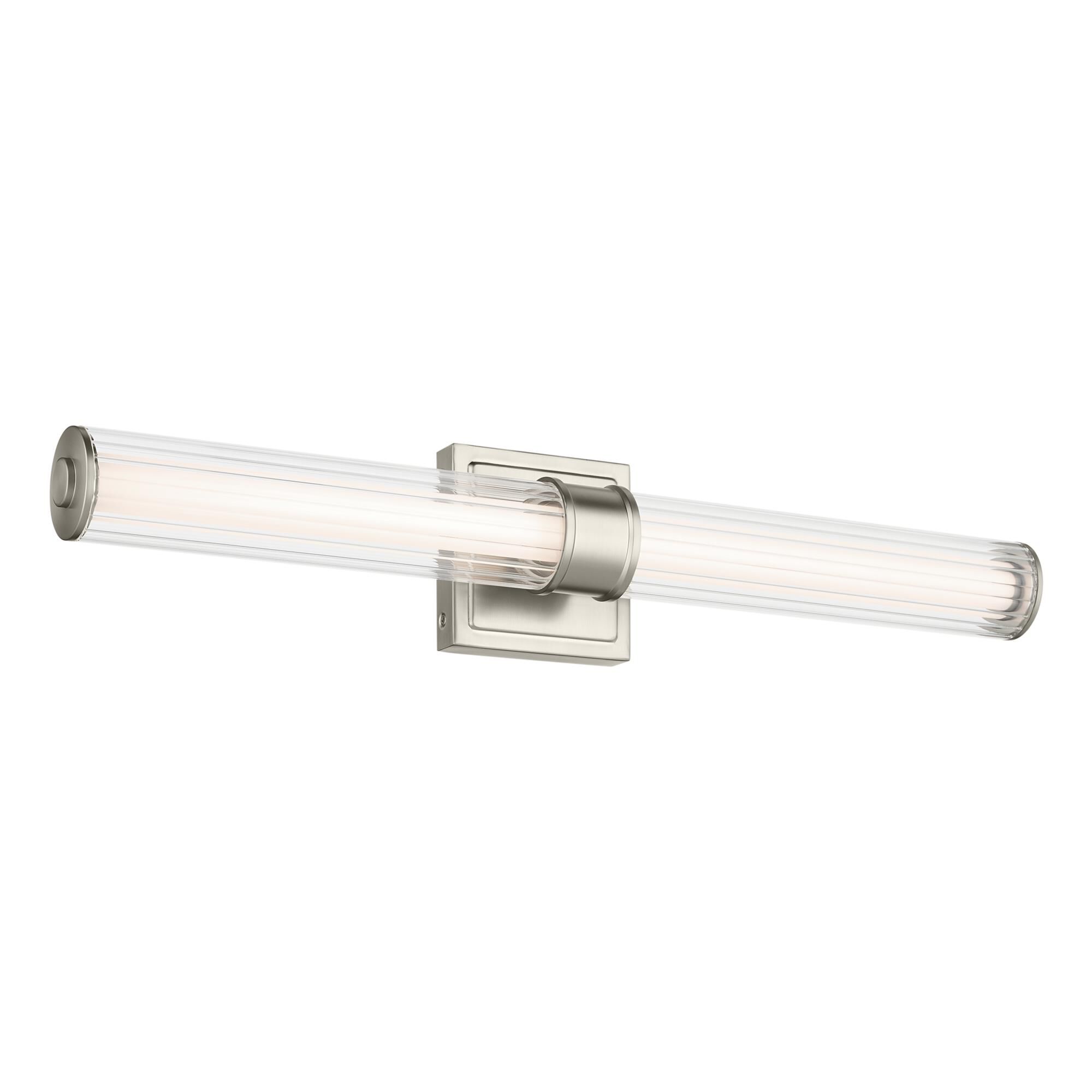 Shown in Brushed Nickel finish and Clear Fluted glass