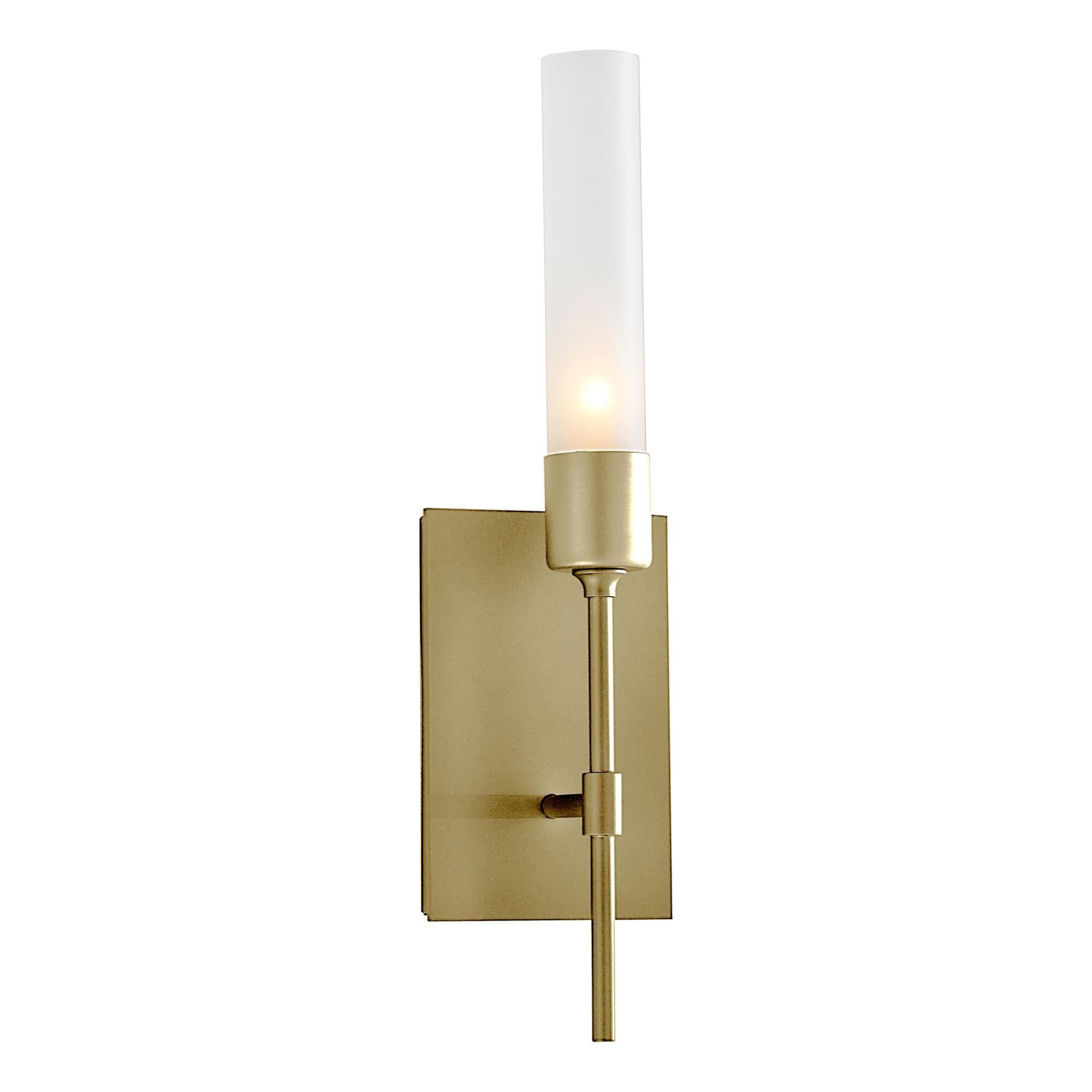 Shown in Modern Brass finish and Frosted glass