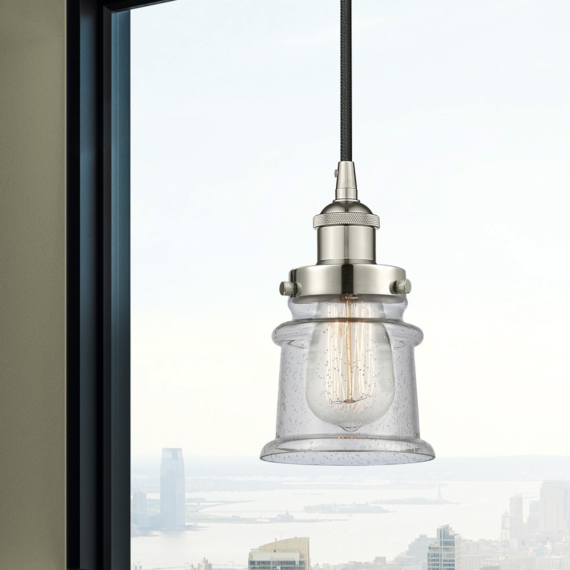 Shown in Polished Nickel finish and Seedy glass