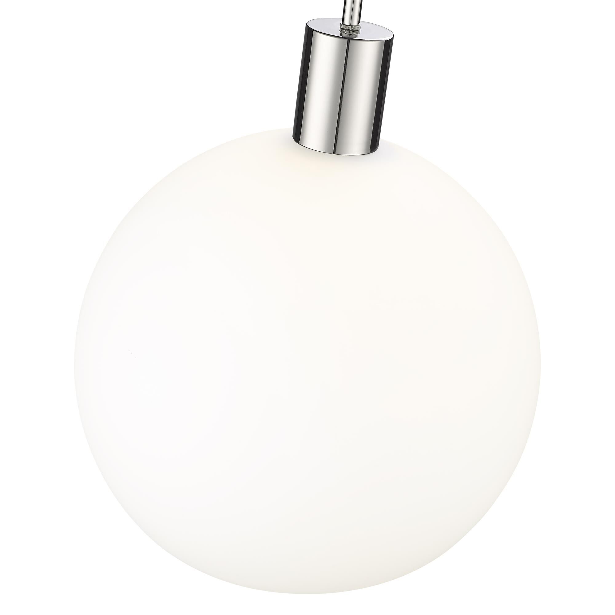 Shown in Polished Nickel finish and White glass