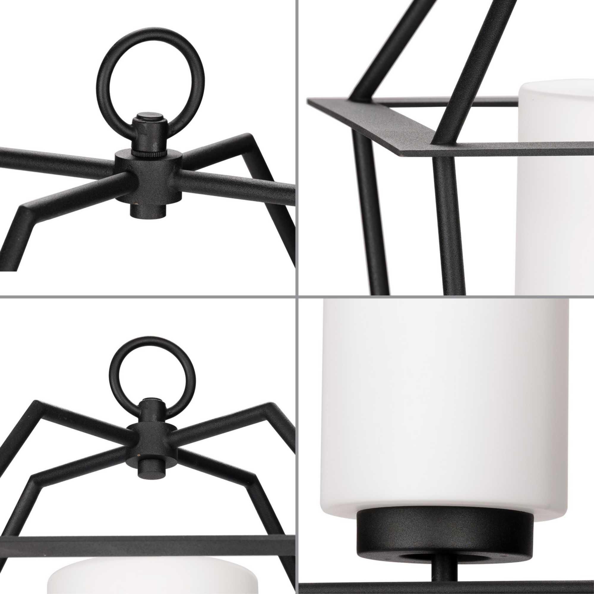 Shown in Textured Black finish and Etched Opal glass