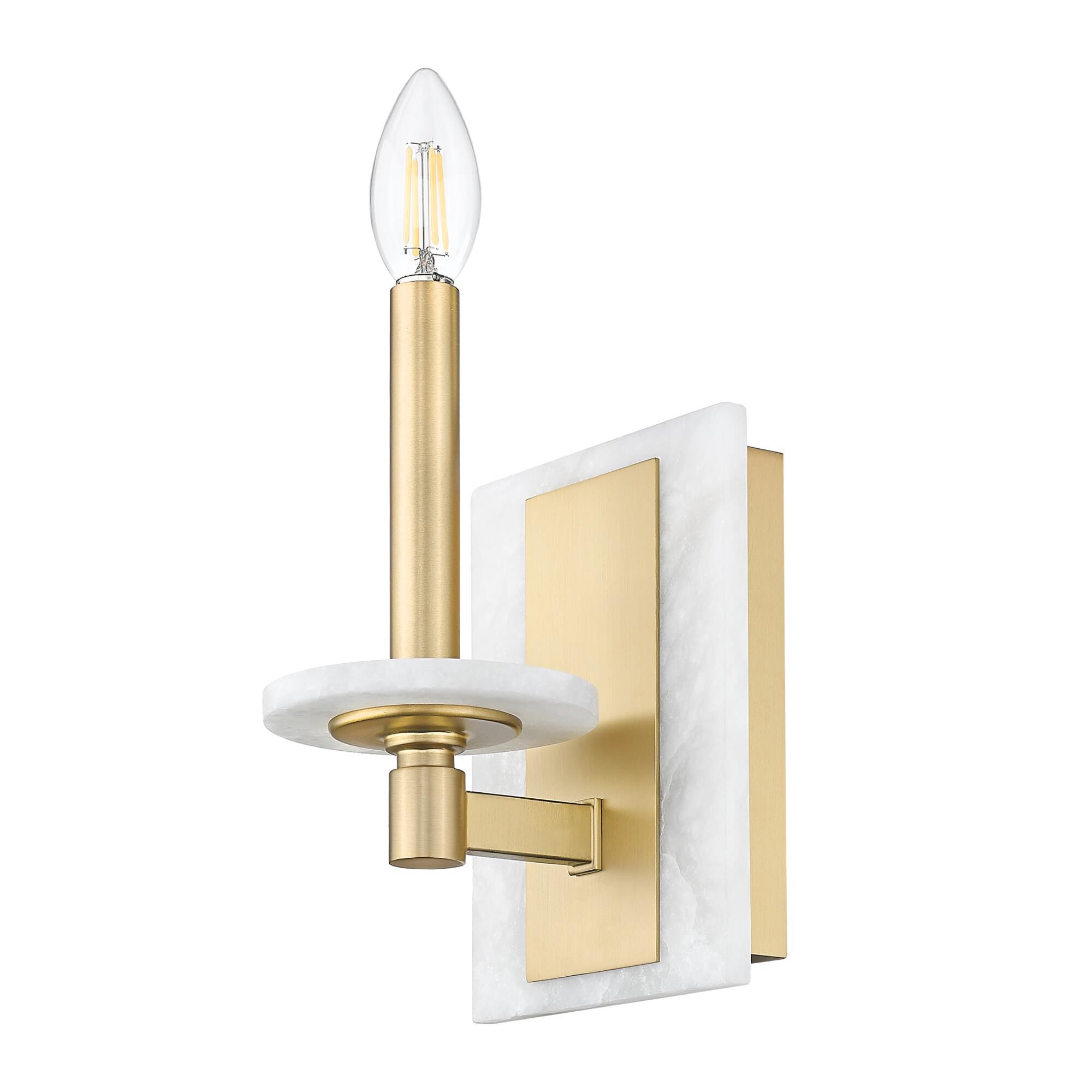 Shown in Modern Gold finish and Alabaster glass and Alabaster shade