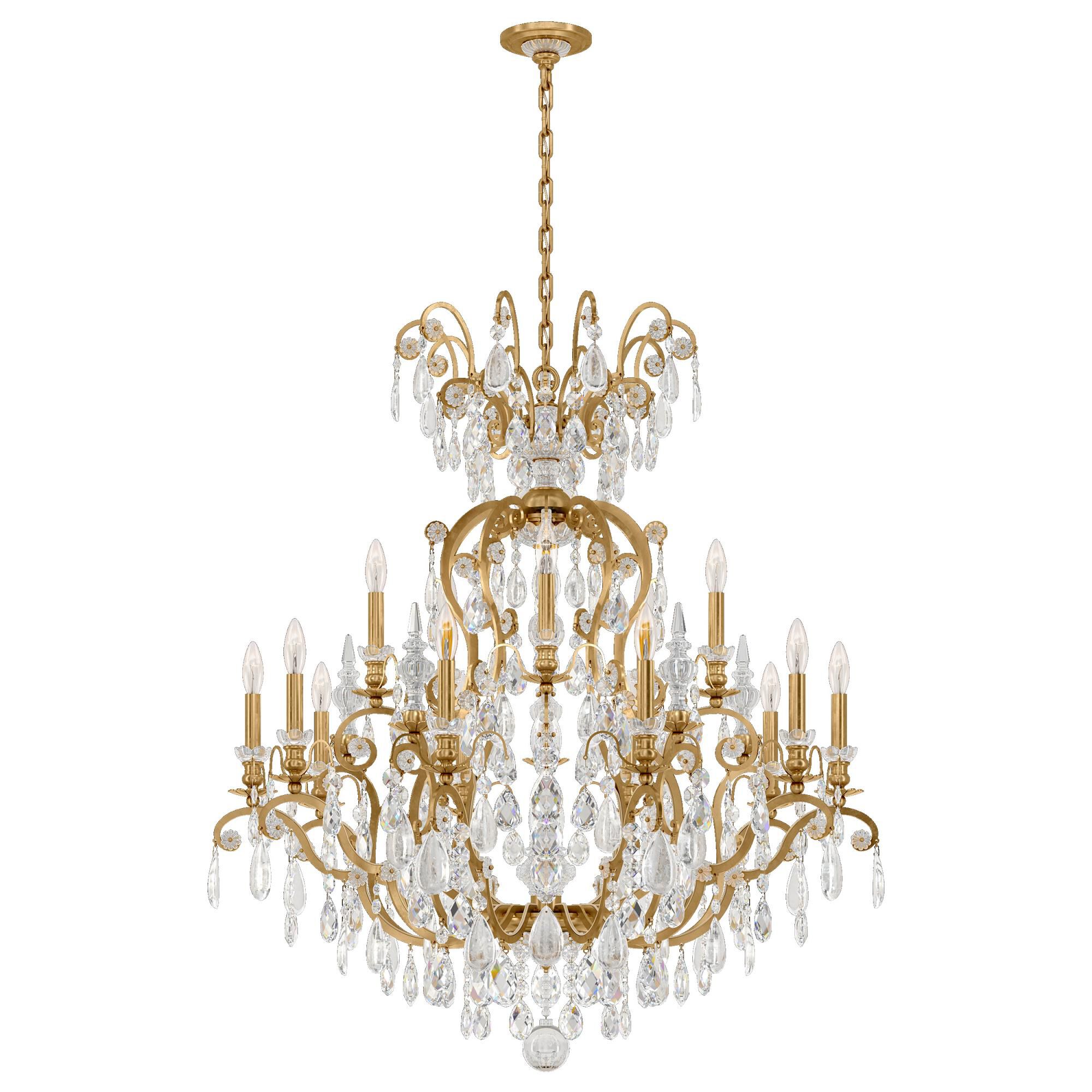 Shown in Heirloom Gold finish and Clear Rock crystal