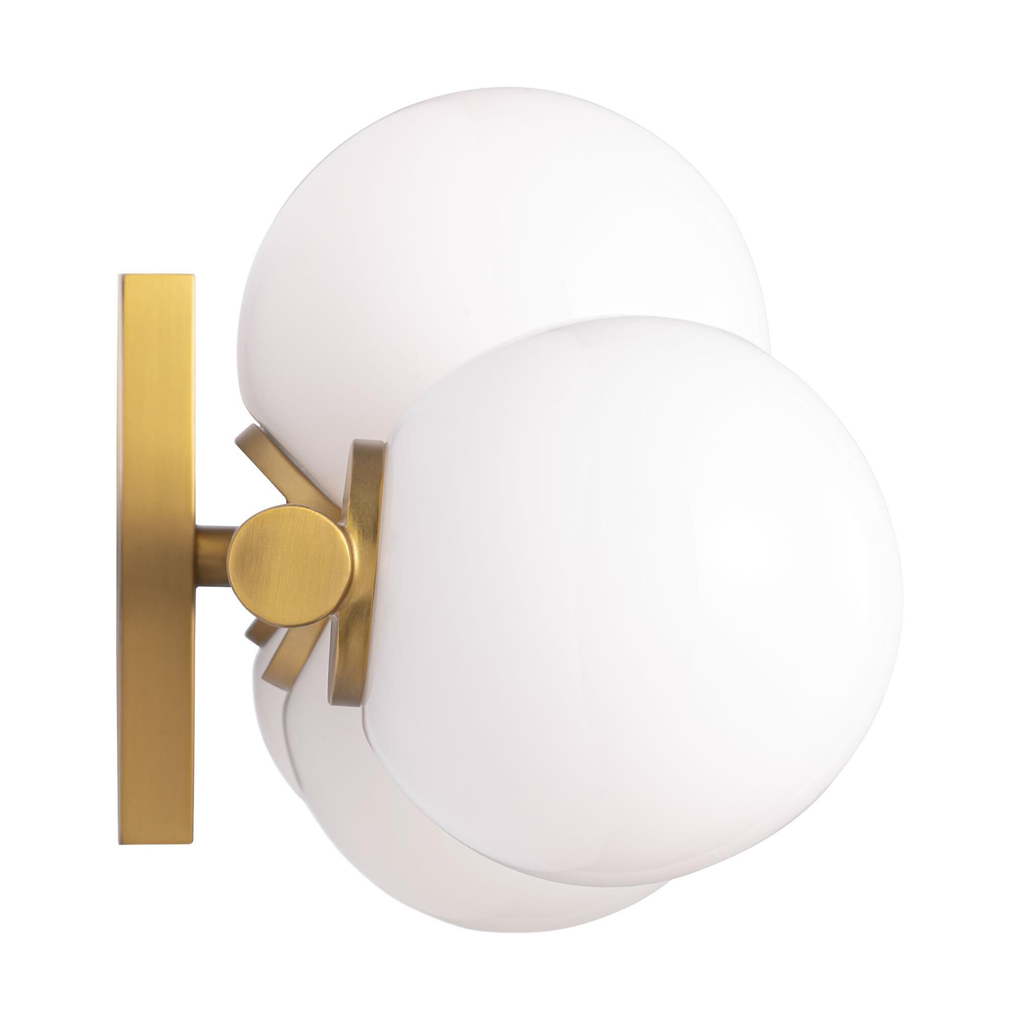Shown in Burnished Brass finish and Milk glass