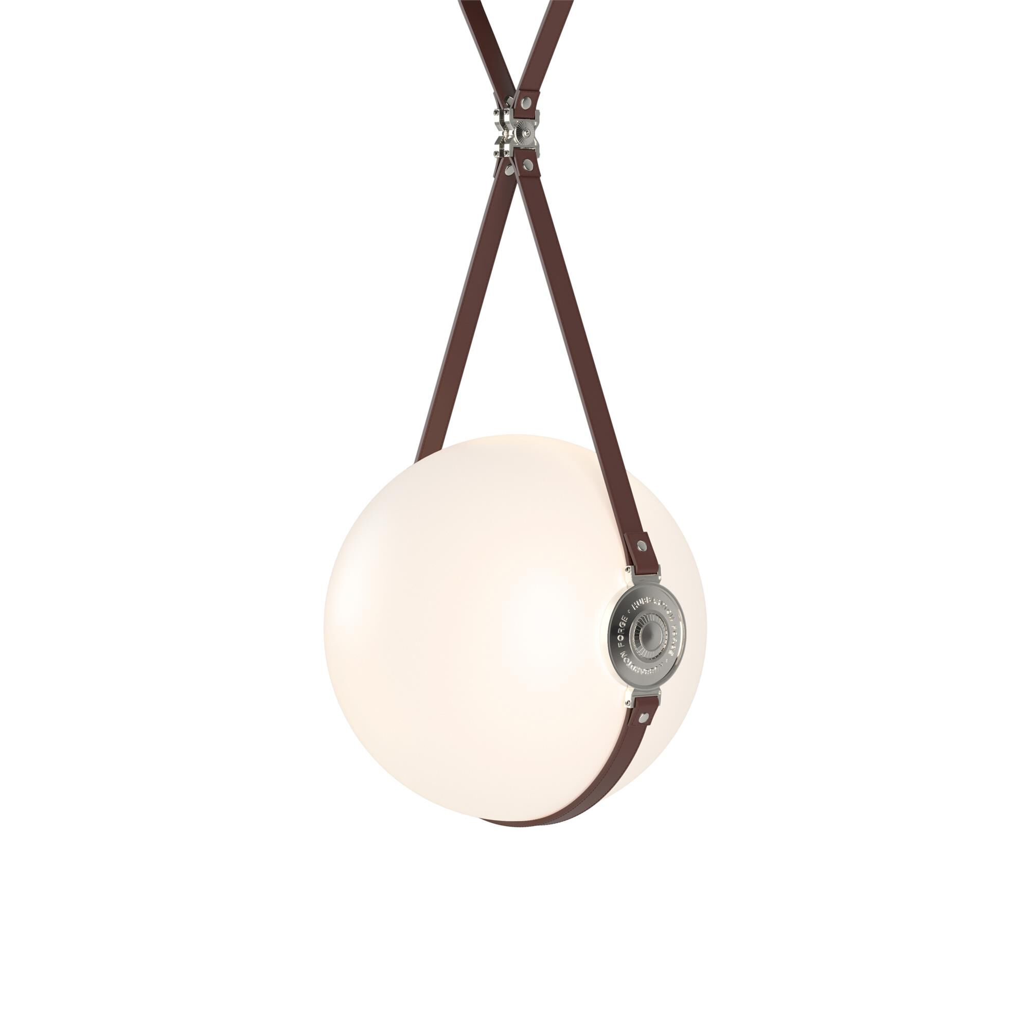 Shown in Polished Nickel finish and Opal glass and Hubbardton Forge Logo  accent