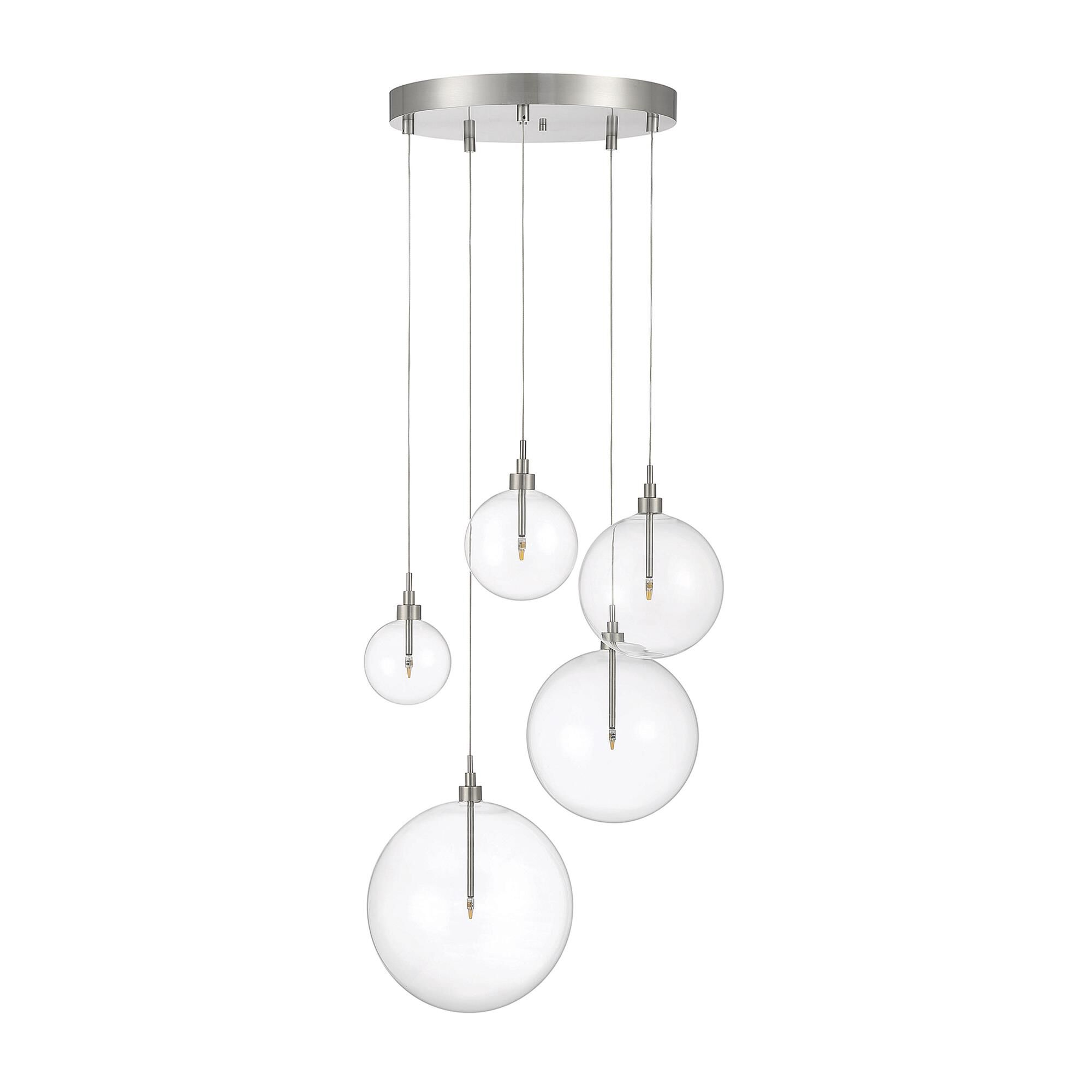 Shown in Brushed Nickel finish and Clear glass