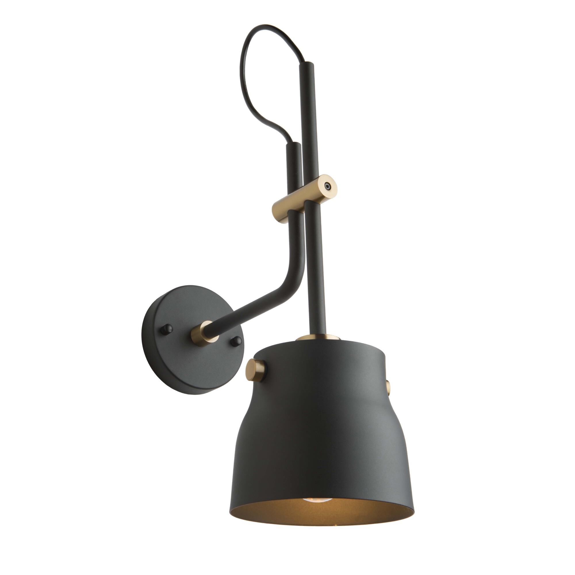 Shown in Matte Black - Harvest Brass finish and Metal shade
