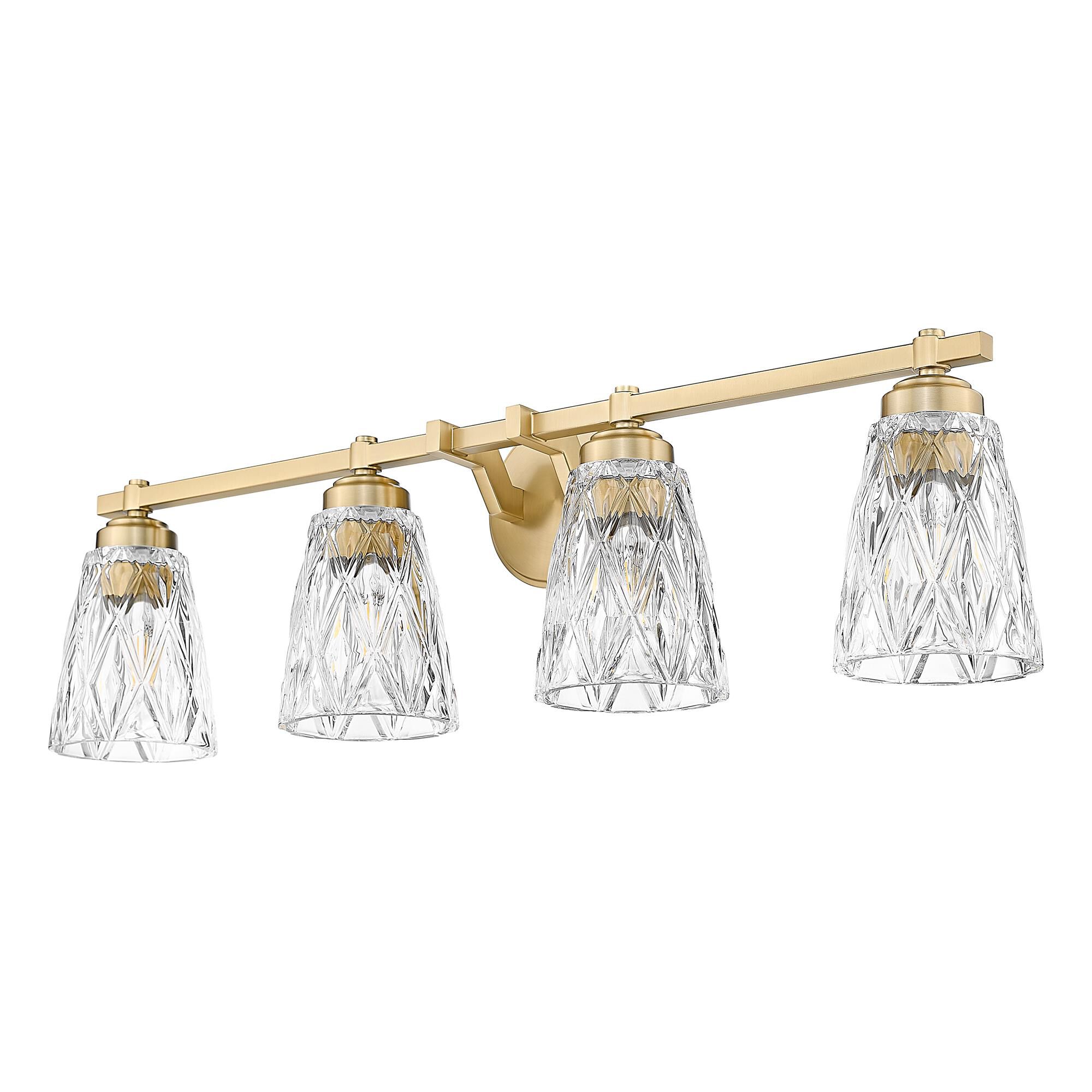 Shown in Modern Gold finish and Clear glass