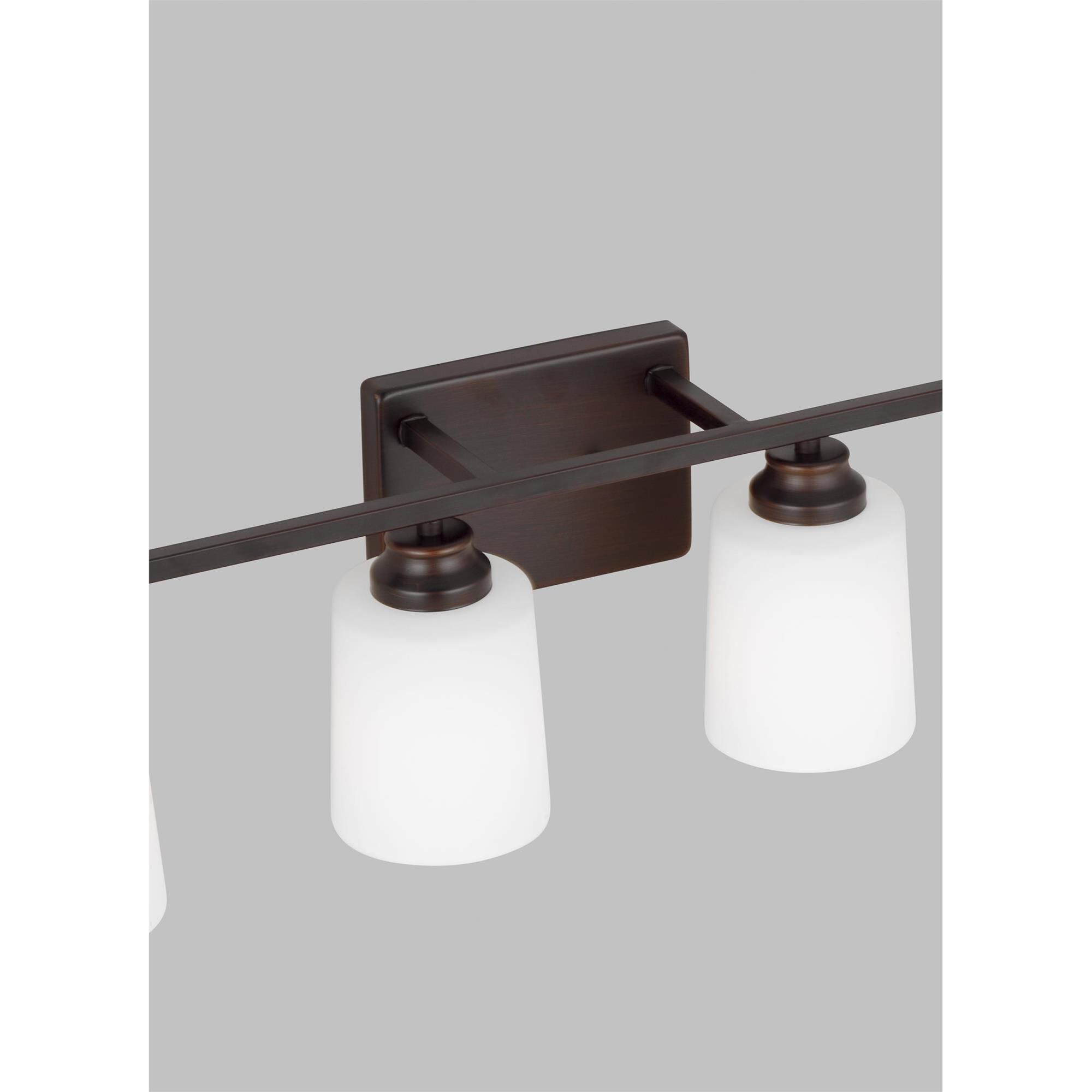 Shown in Bronze finish and Etched / White Inside Glass s shade